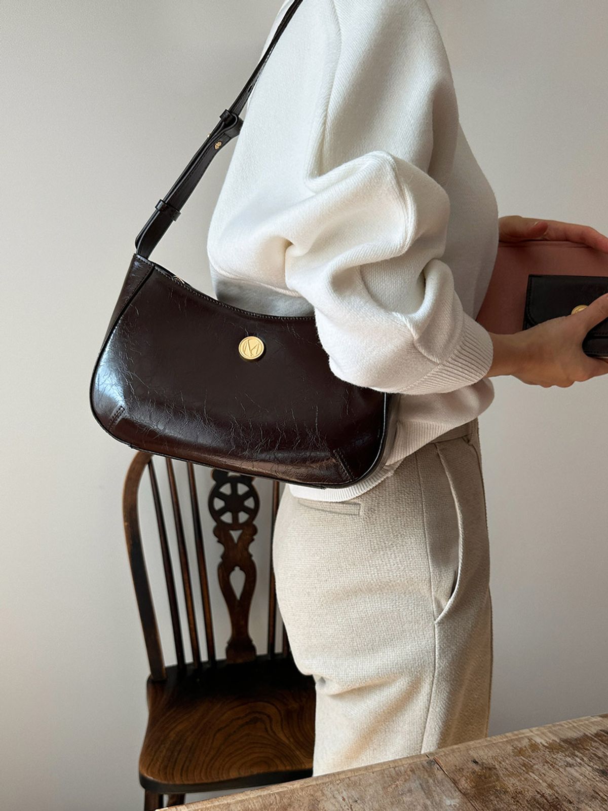 꼬떼드무아(COTEDEMOI) Ecrin shoulder bag - Chocolate brown