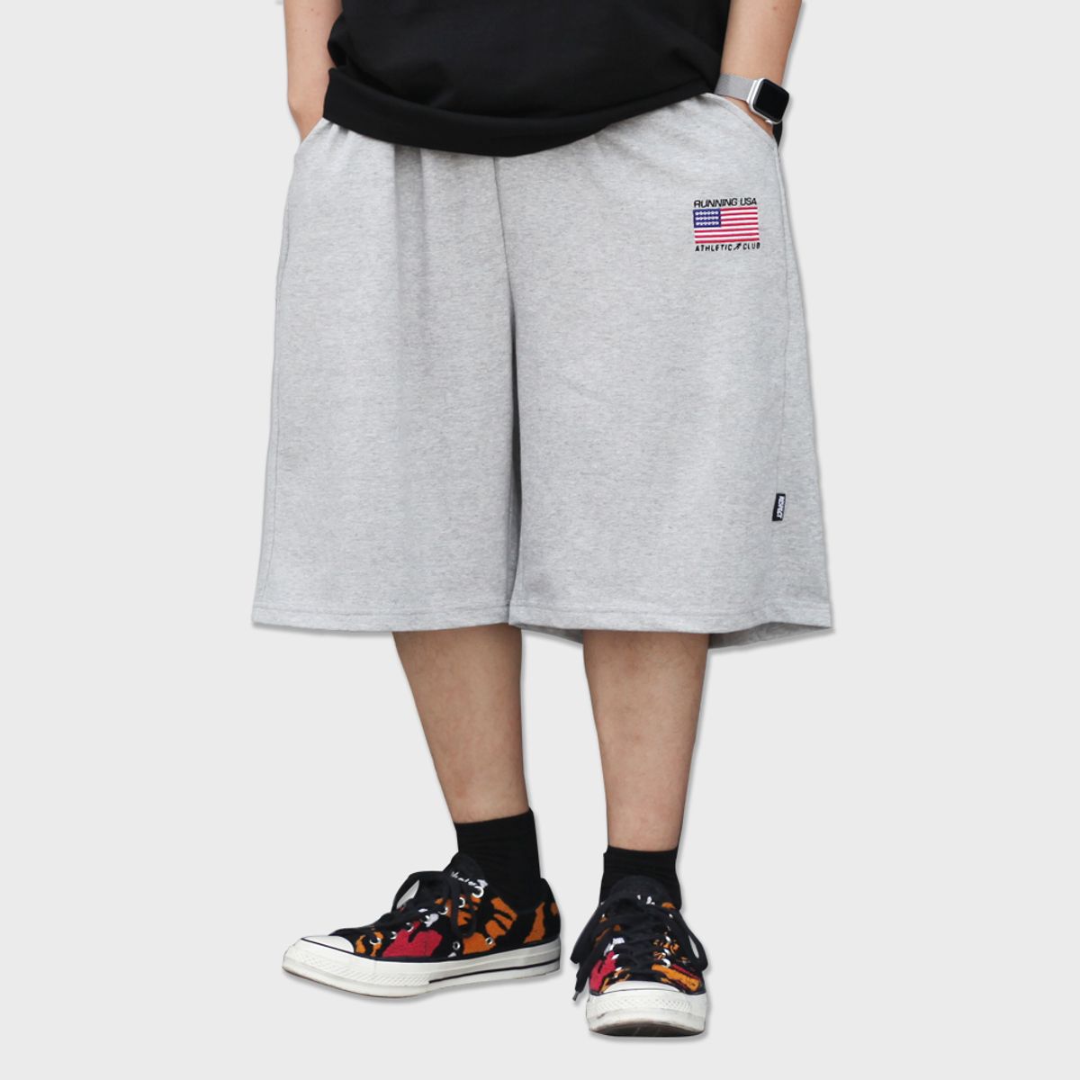 리스펙트(RESPECT) running usa athletic club bermuda wide sweat shorts (grey)