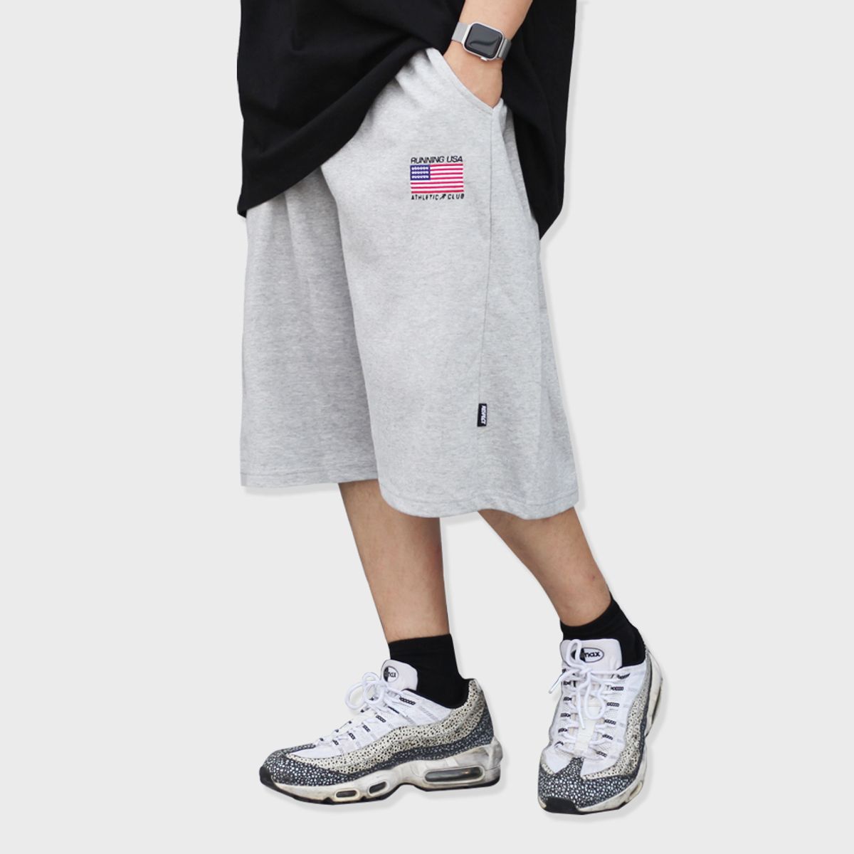 리스펙트(RESPECT) running usa athletic club bermuda wide sweat shorts (grey)