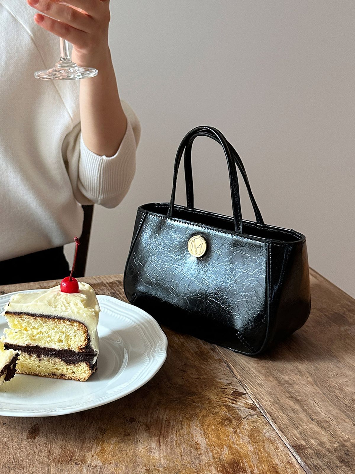 꼬떼드무아(COTEDEMOI) Ecrin petit tote bag - Black