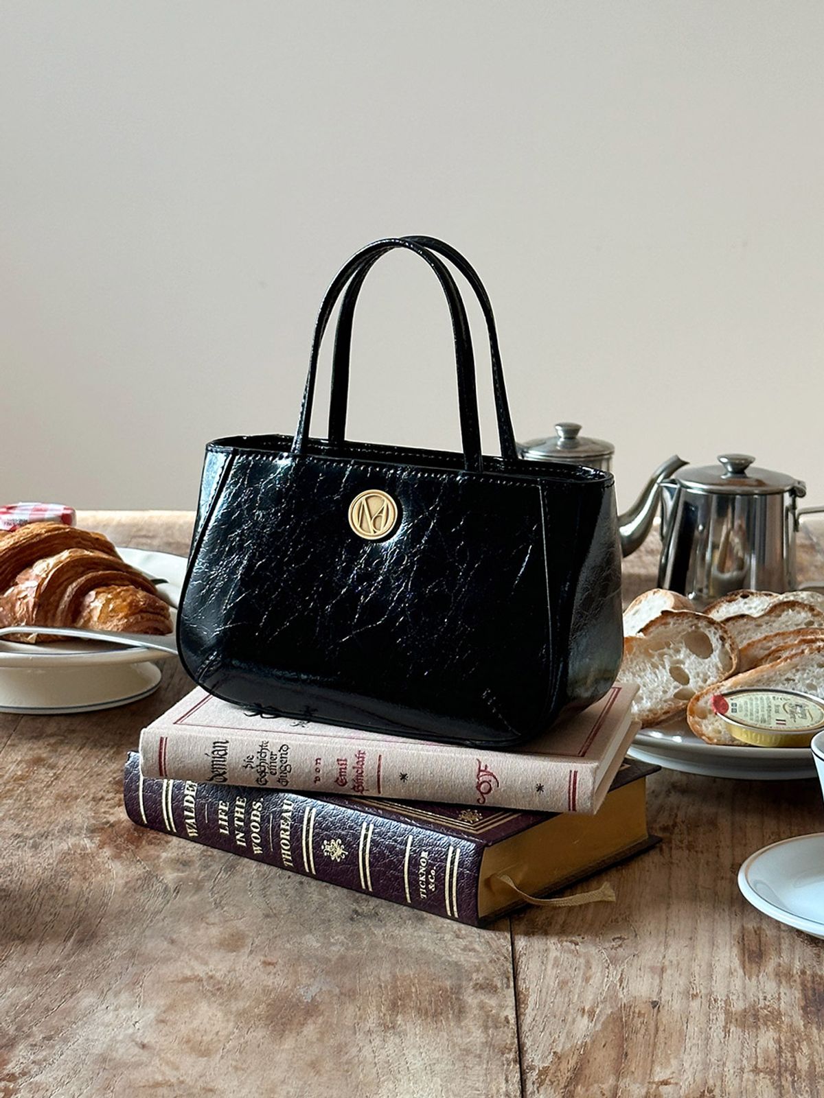 꼬떼드무아(COTEDEMOI) Ecrin petit tote bag - Black