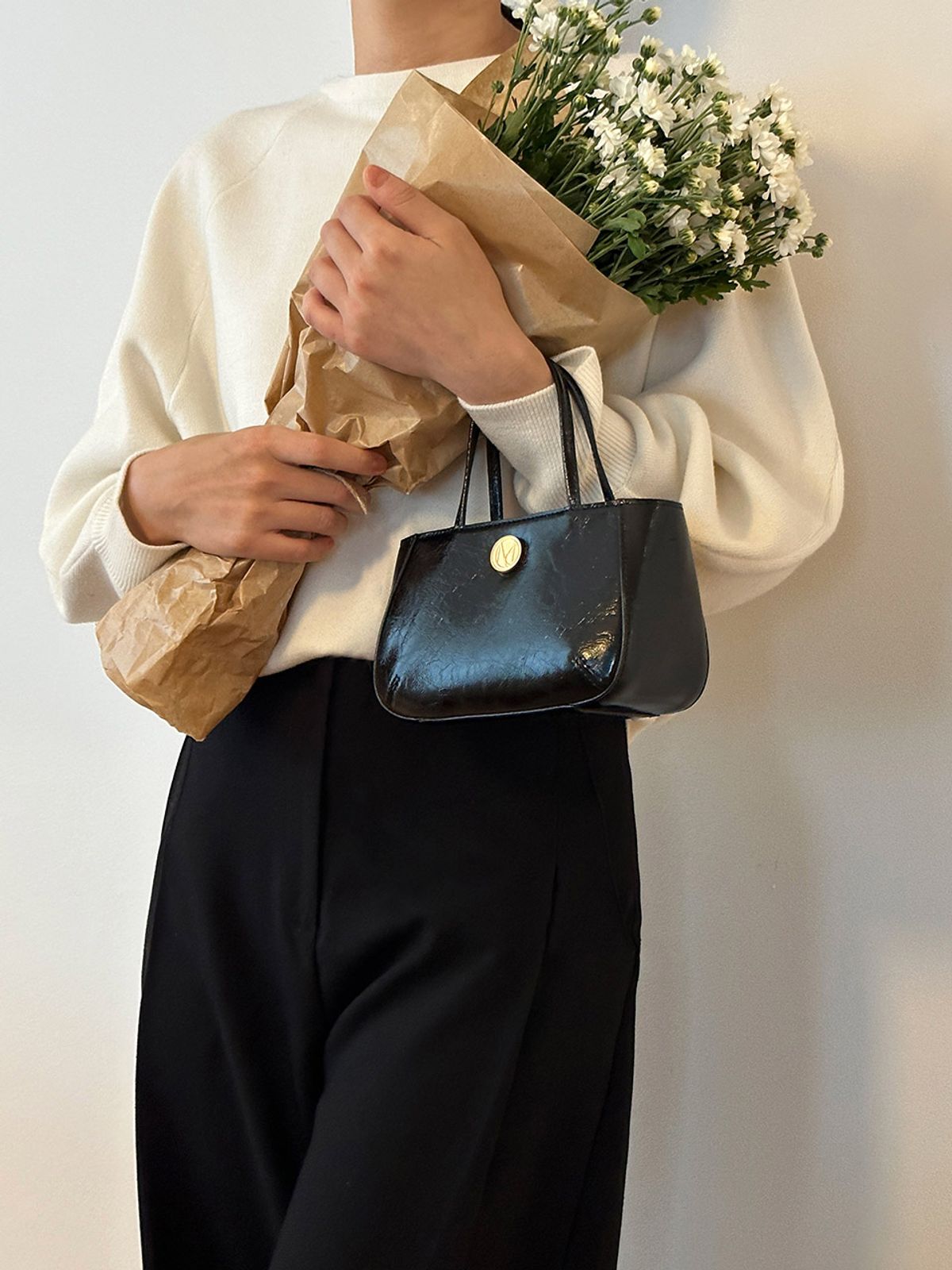 꼬떼드무아(COTEDEMOI) Ecrin petit tote bag - Black