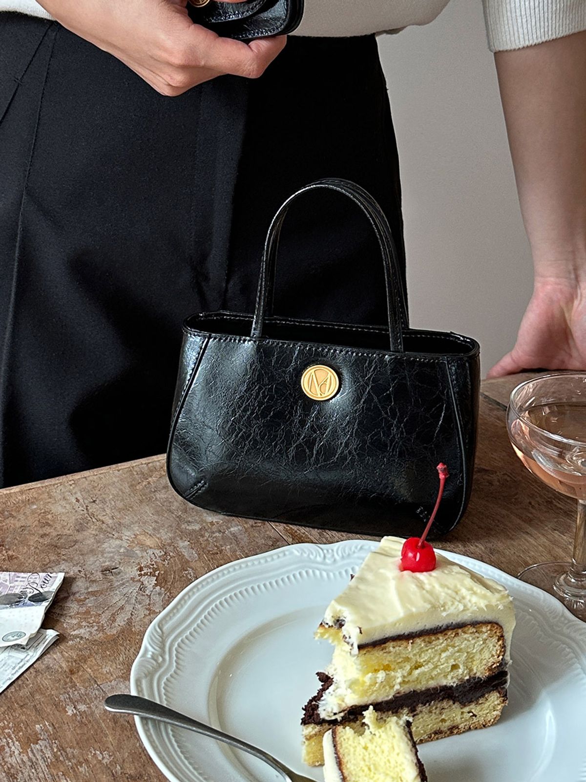 꼬떼드무아(COTEDEMOI) Ecrin petit tote bag - Black