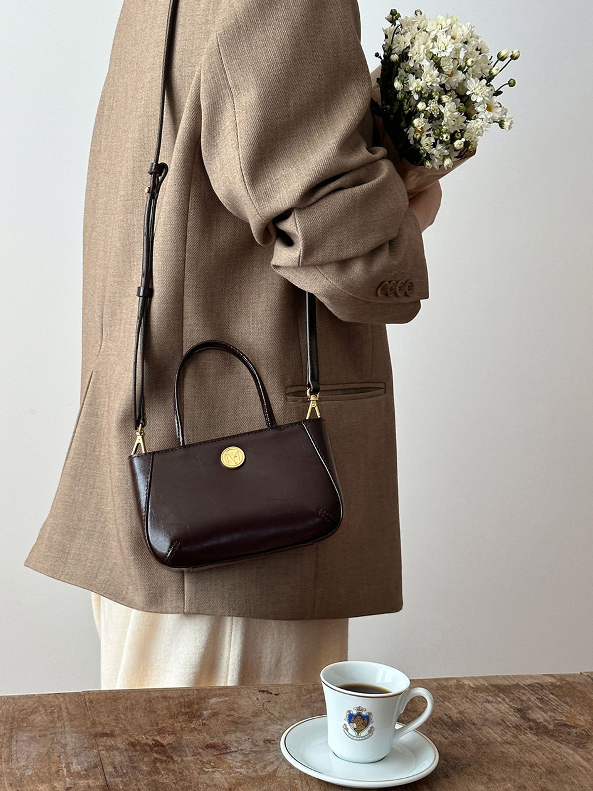 꼬떼드무아(COTEDEMOI) Ecrin petit tote bag - Chocolate brown