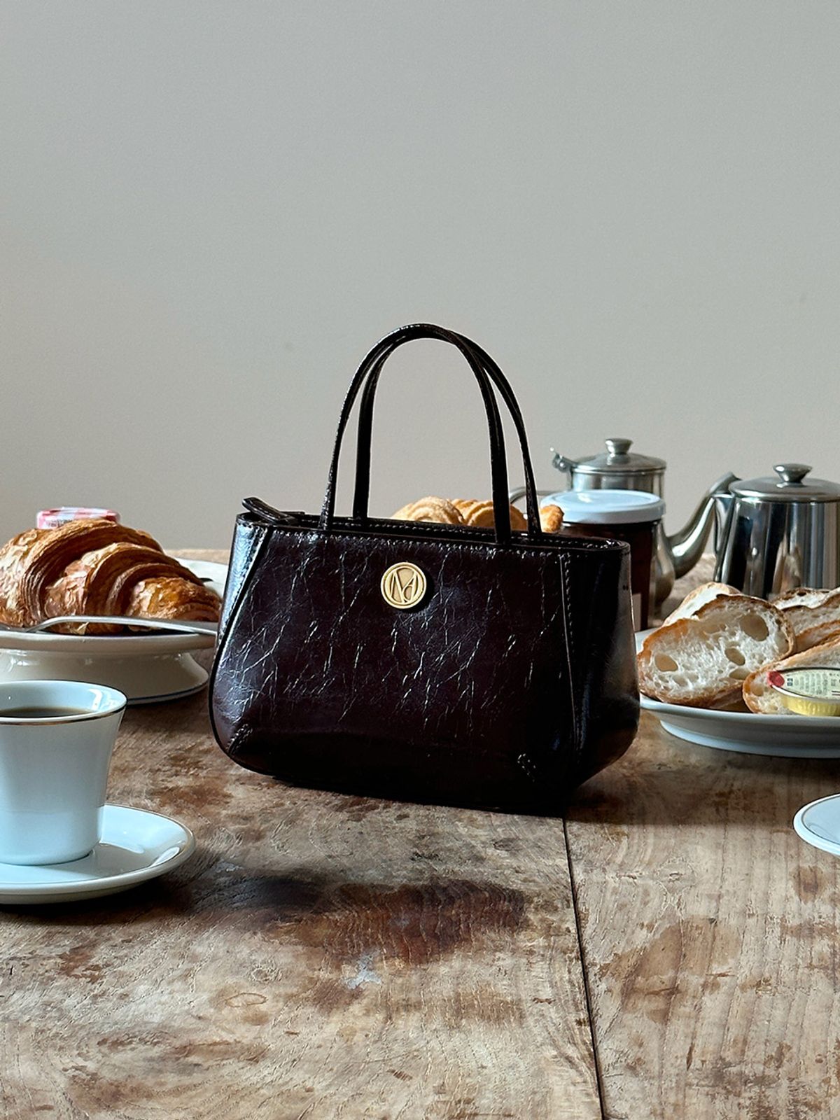꼬떼드무아(COTEDEMOI) Ecrin petit tote bag - Chocolate brown