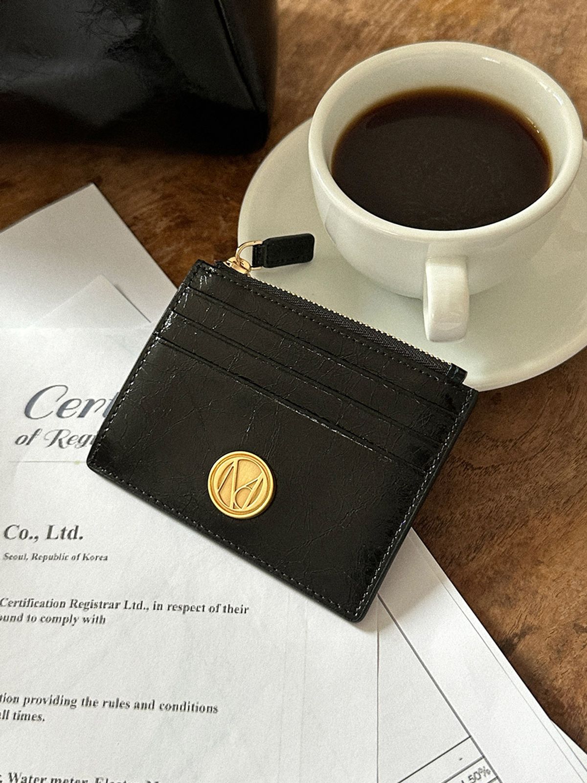 꼬떼드무아(COTEDEMOI) Seine slim card wallet - Black