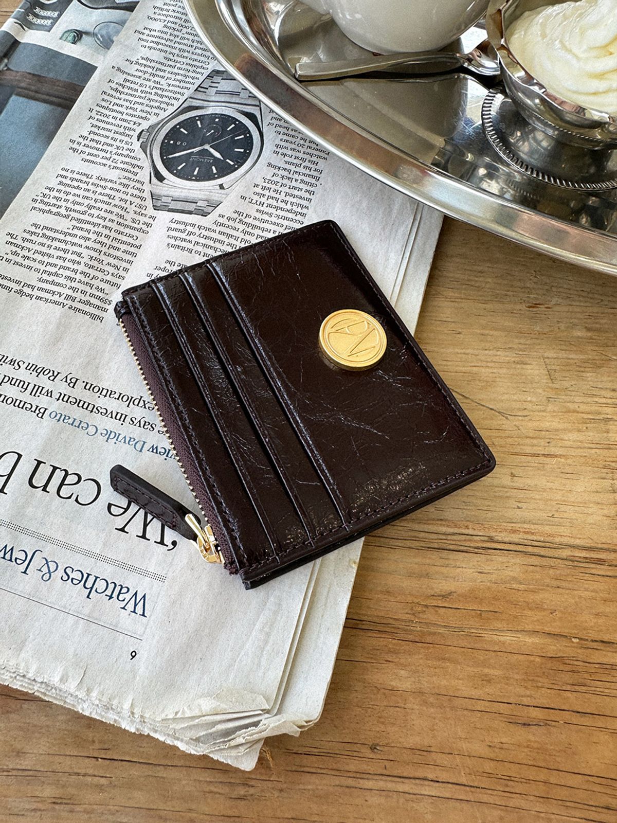 꼬떼드무아(COTEDEMOI) Seine slim card wallet - Chocolate brown