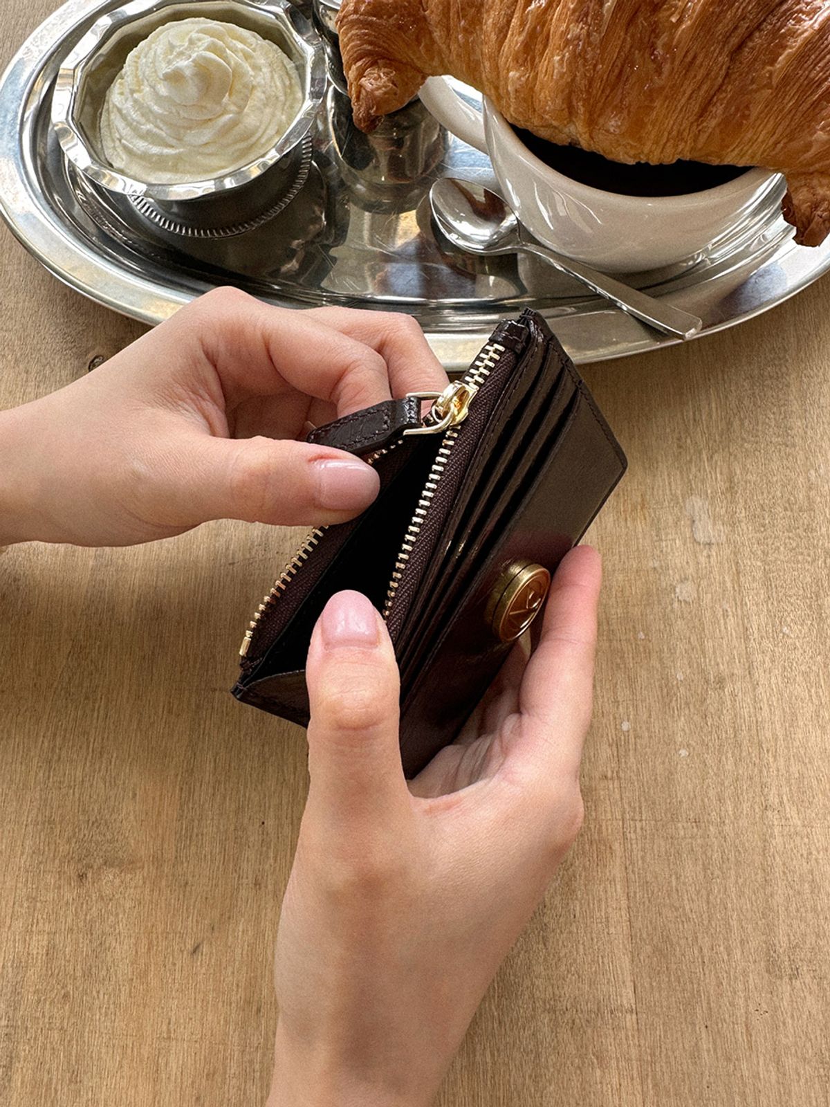 꼬떼드무아(COTEDEMOI) Seine slim card wallet - Chocolate brown