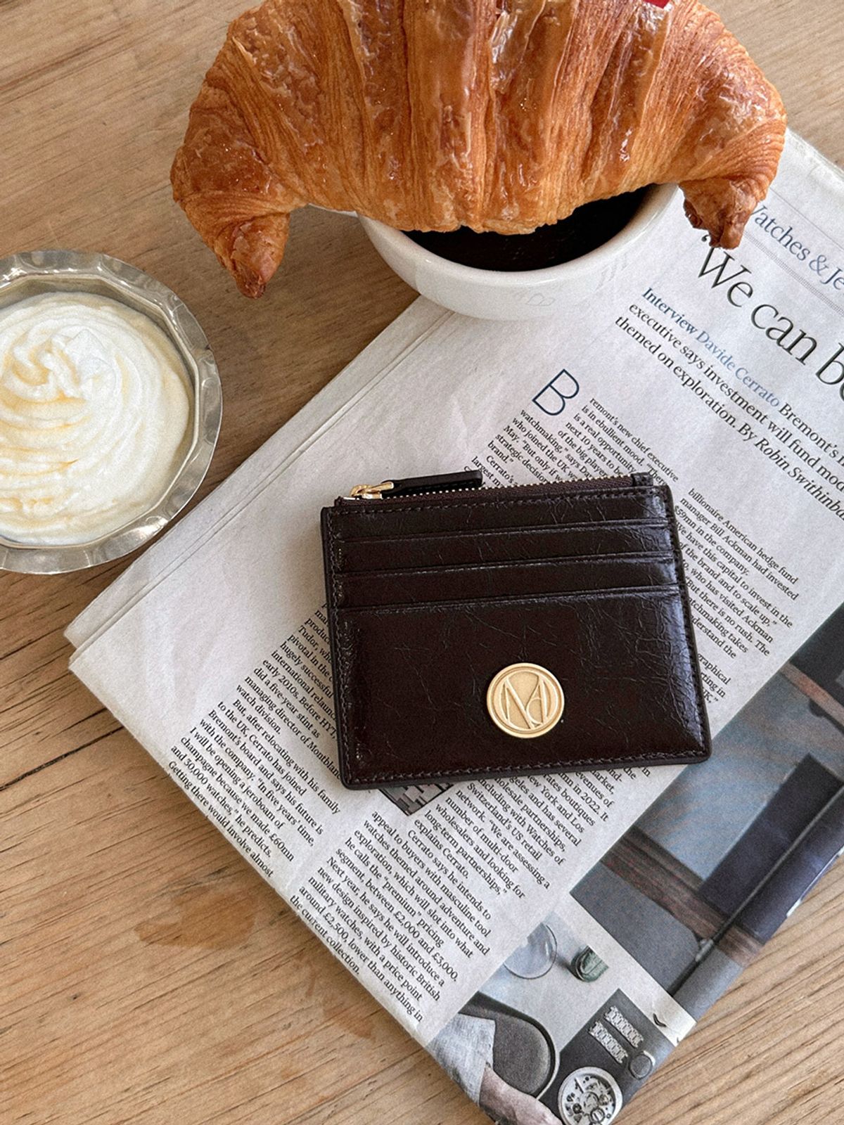 꼬떼드무아(COTEDEMOI) Seine slim card wallet - Chocolate brown