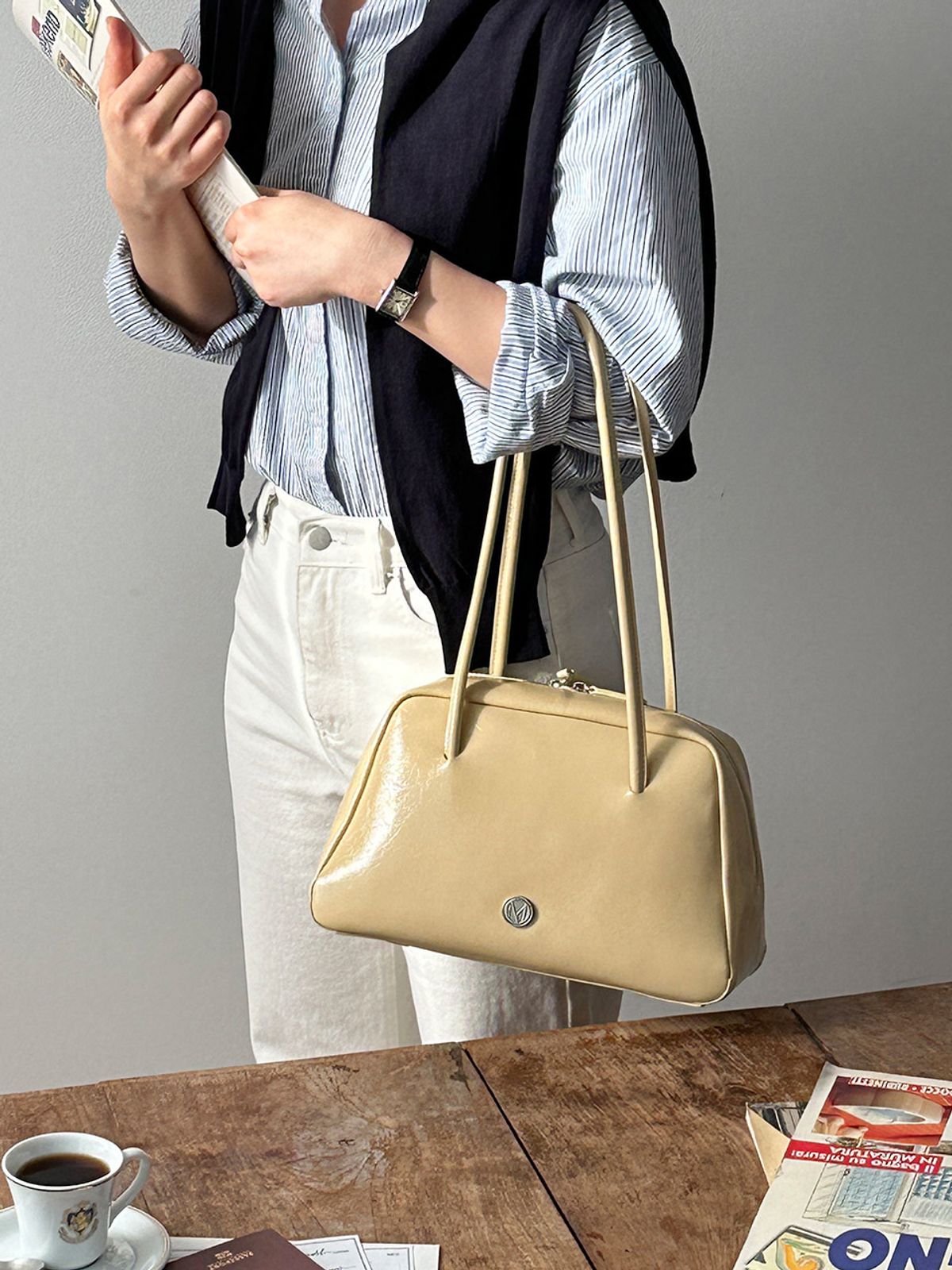 꼬떼드무아(COTEDEMOI) Seine shoulder bag - Butter