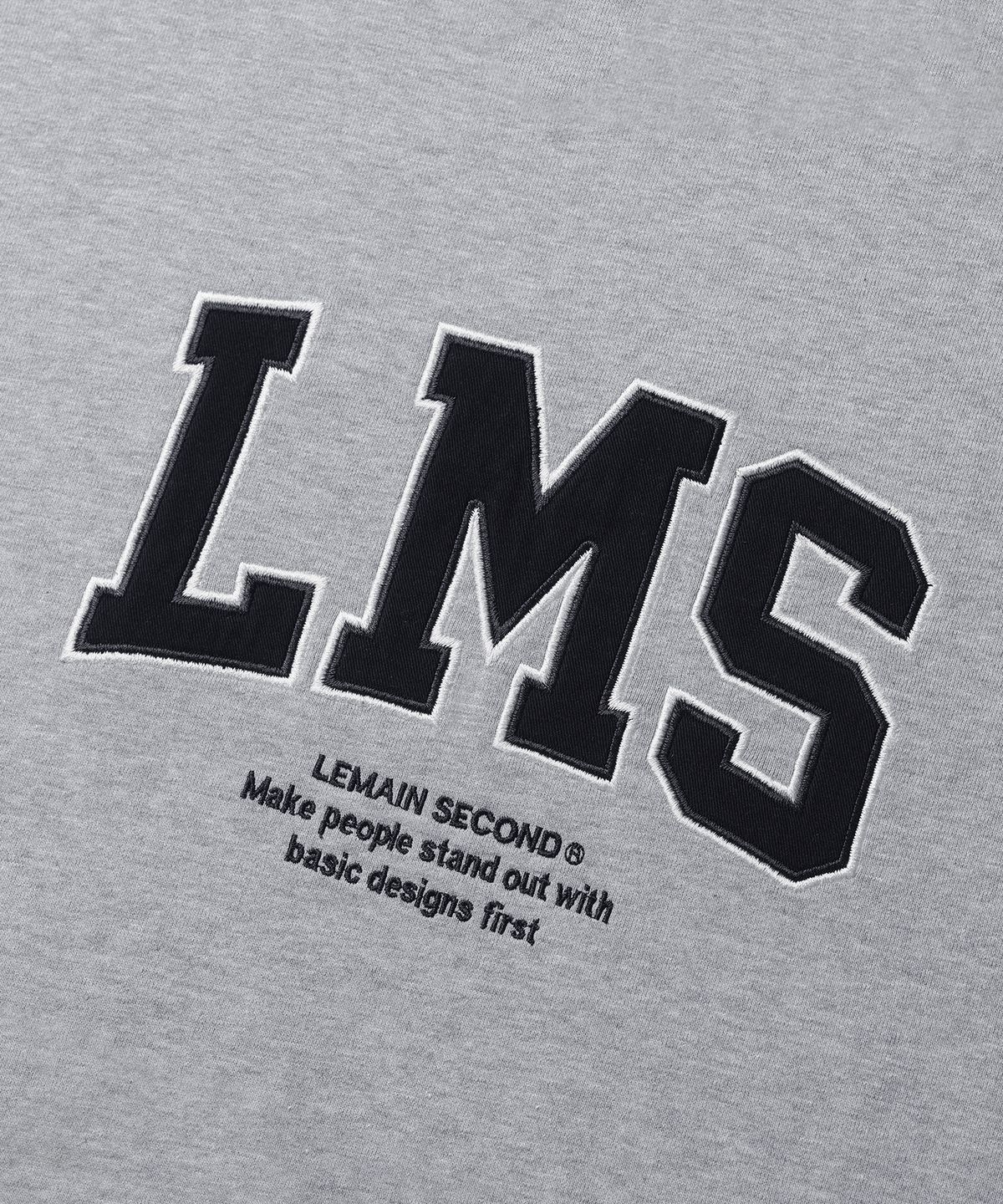 리메인세컨드(LEMAIN SECOND) 오버핏 시그니처 LMS 패치 후디 [화이트 멜란지]