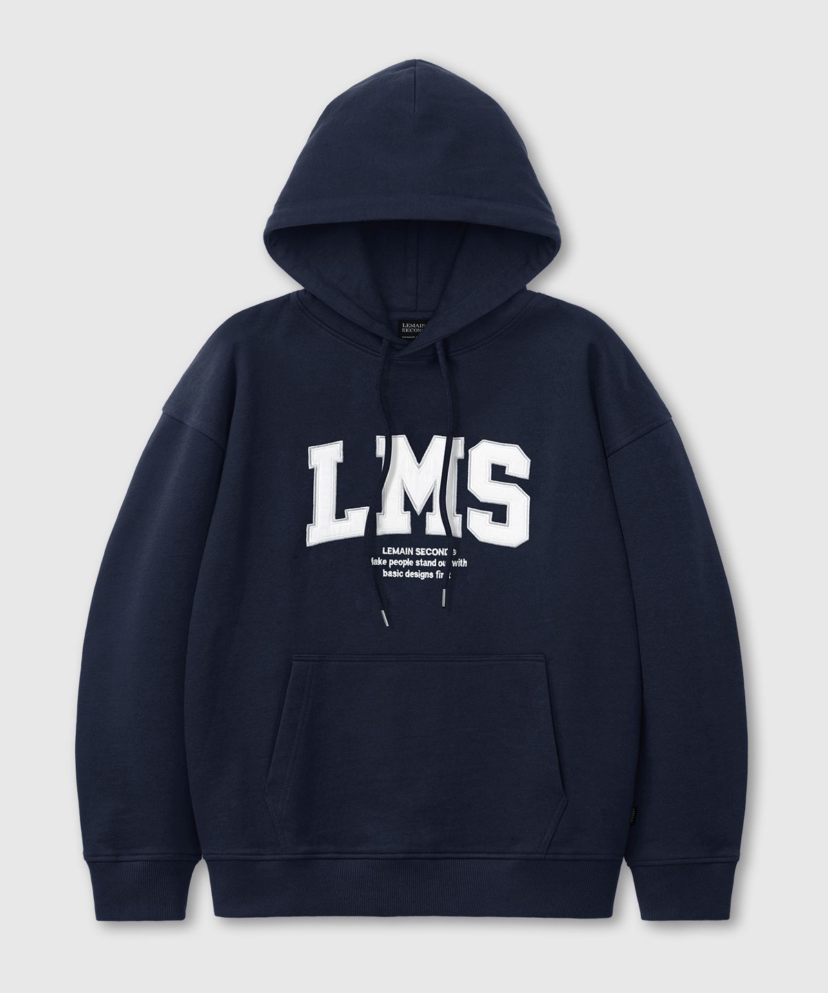 리메인세컨드(LEMAIN SECOND) 오버핏 시그니처 LMS 패치 후디 [네이비]