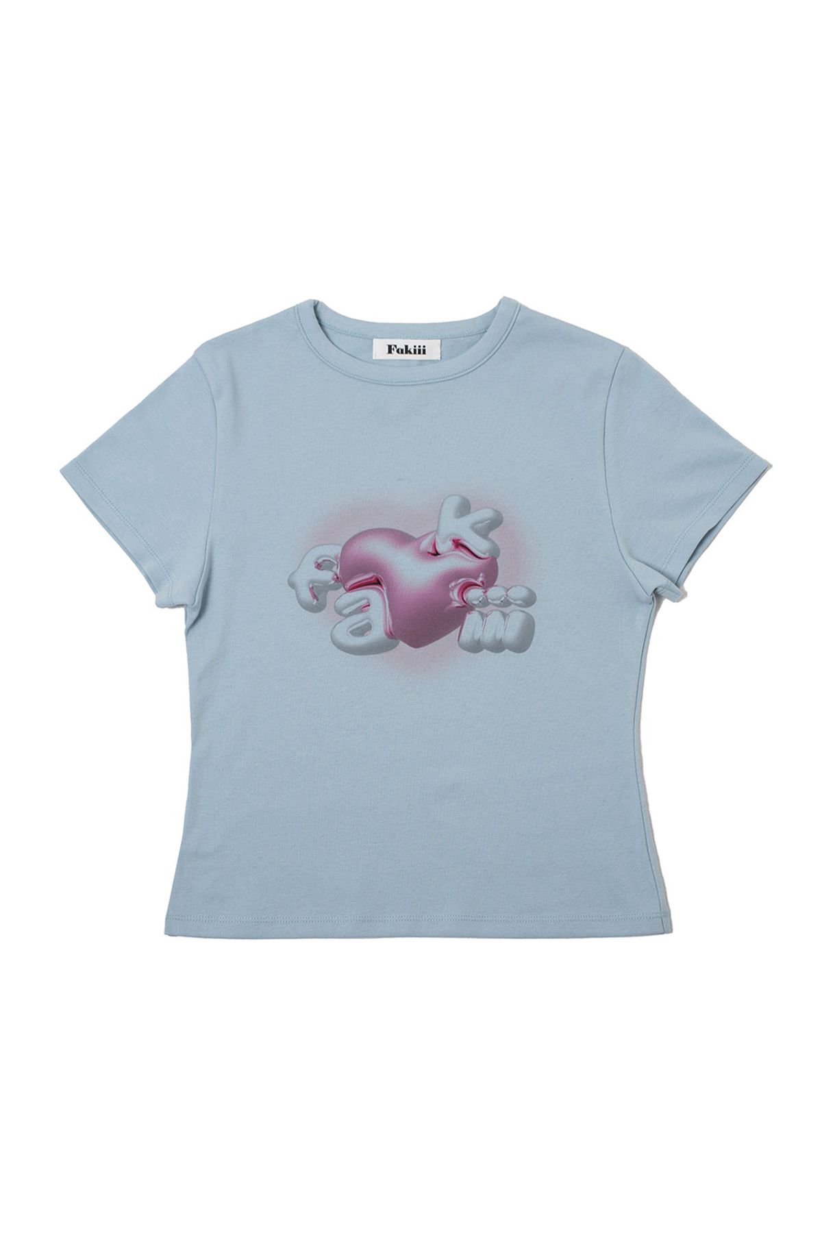 페이키(FAKIII) Vintage Glossy Fakiii Logo T-Shirt_BABY BLUE