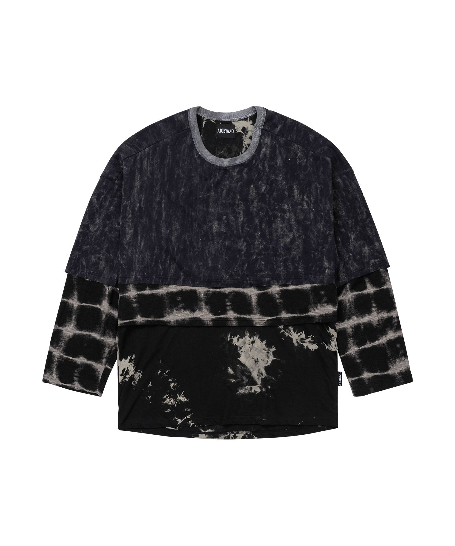 MUSINSA | AJOBYAJO Layered Tie-Dye Long Sleeve Top [BLACK]