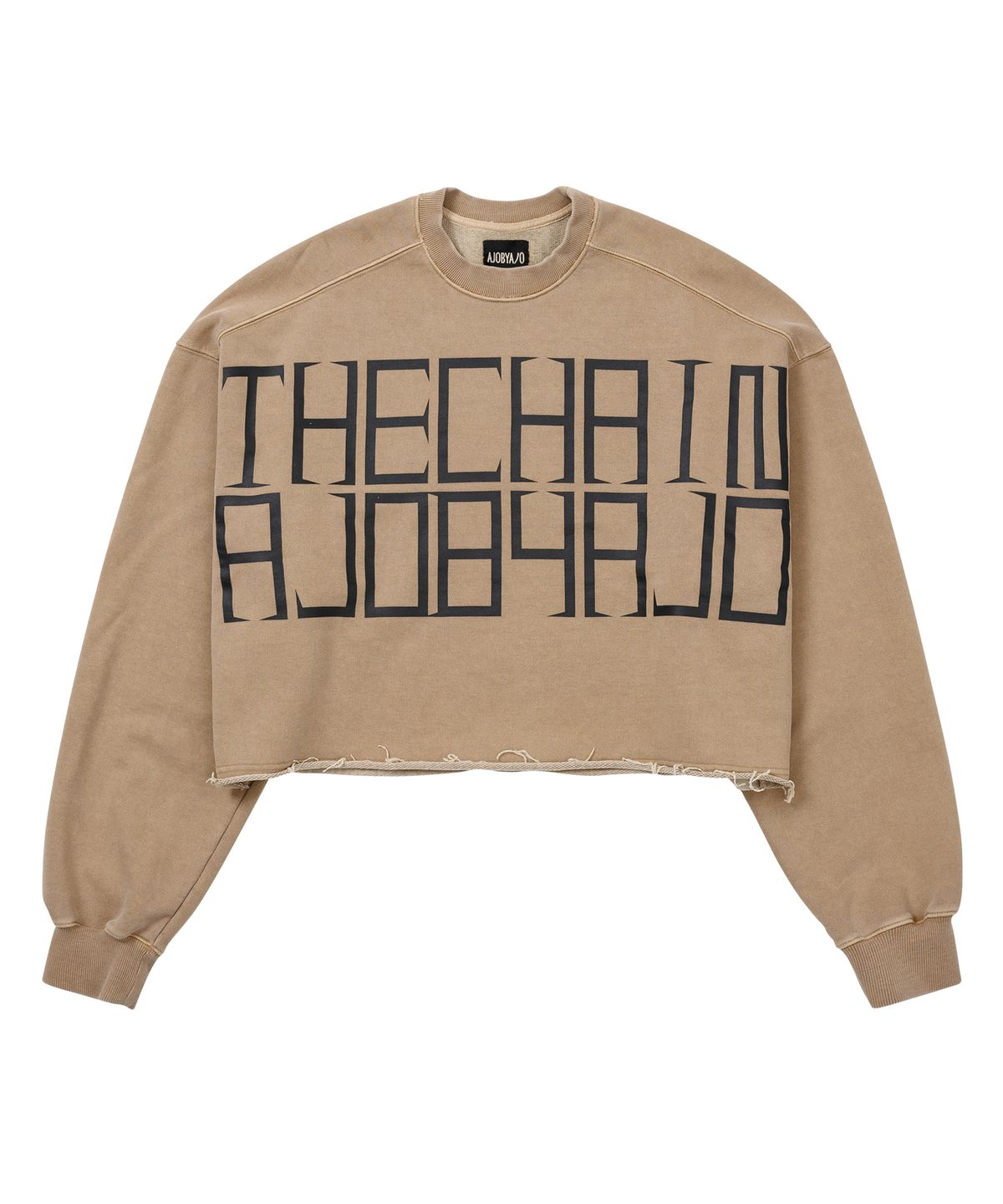 아조바이아조(AJOBYAJO) THE CHAIN Washed Cropped Sweatshirt [MOCHA]