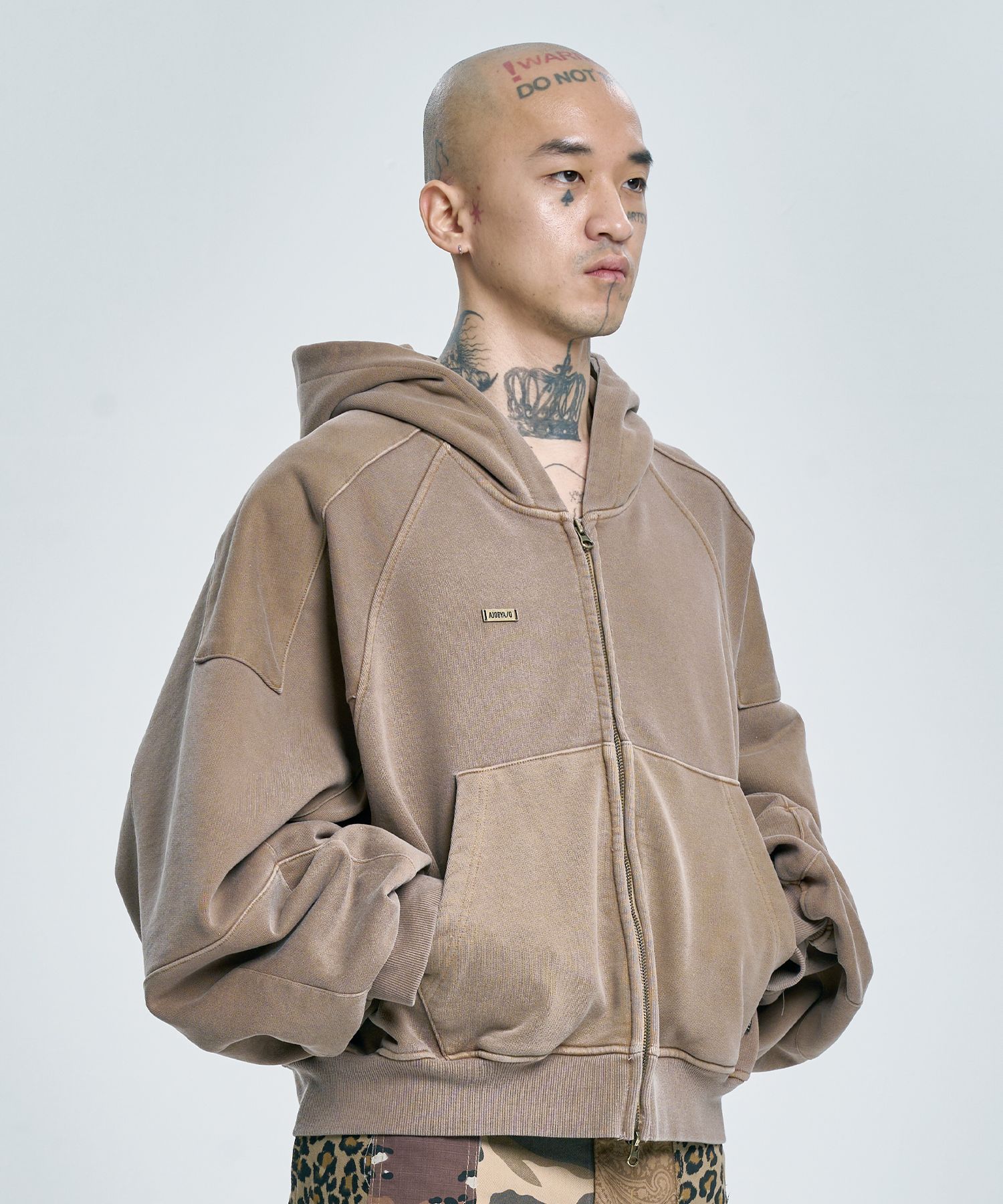 MUSINSA | AJOBYAJO Vintage Pigment Zip-Up Hoodie [MOCHA]