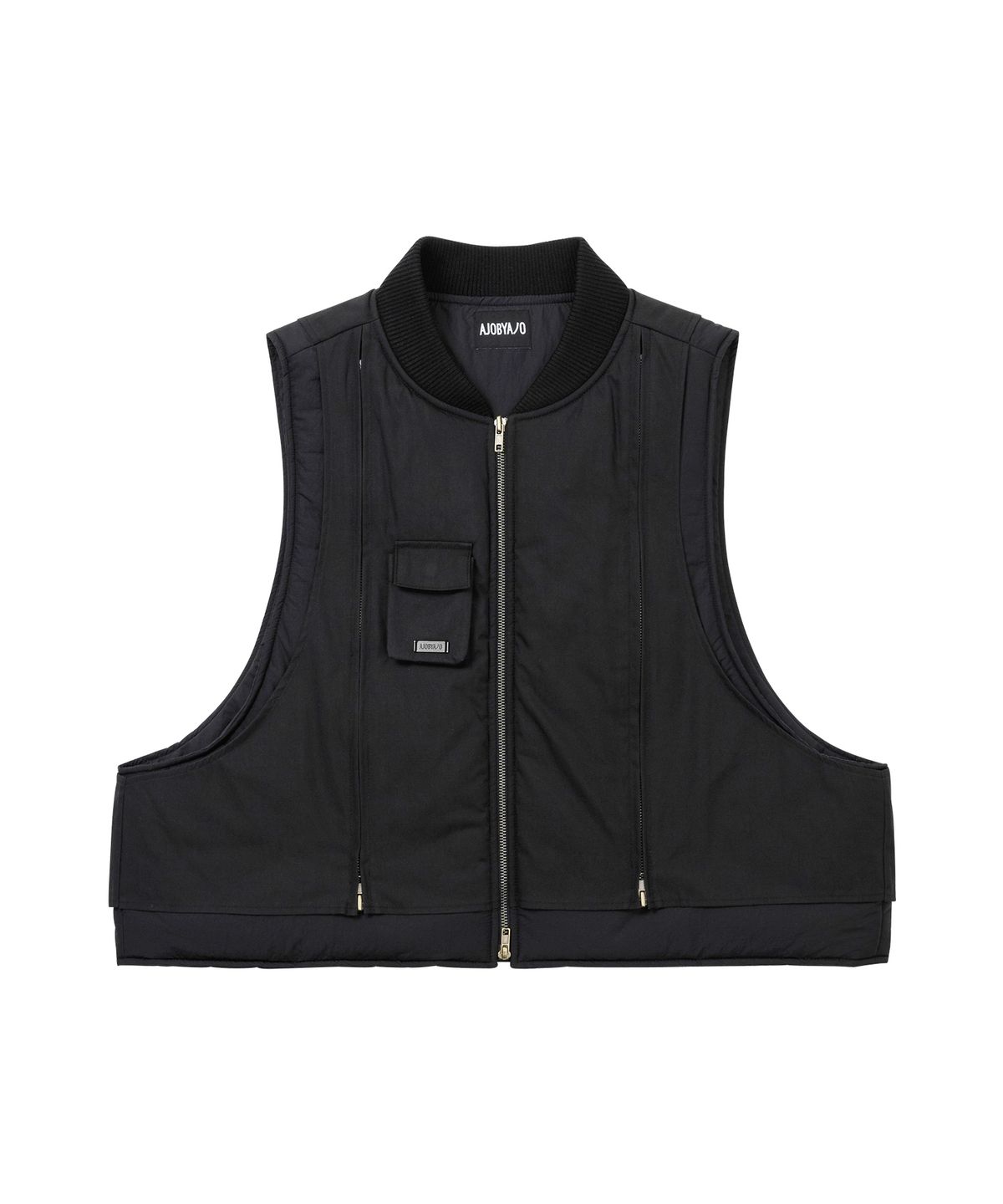아조바이아조(AJOBYAJO) Layered Padded Zip Up Vest [BLACK]
