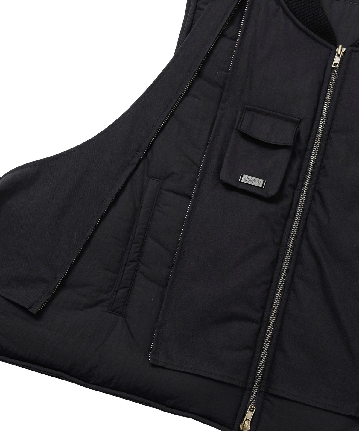 아조바이아조(AJOBYAJO) Layered Padded Zip Up Vest [BLACK]