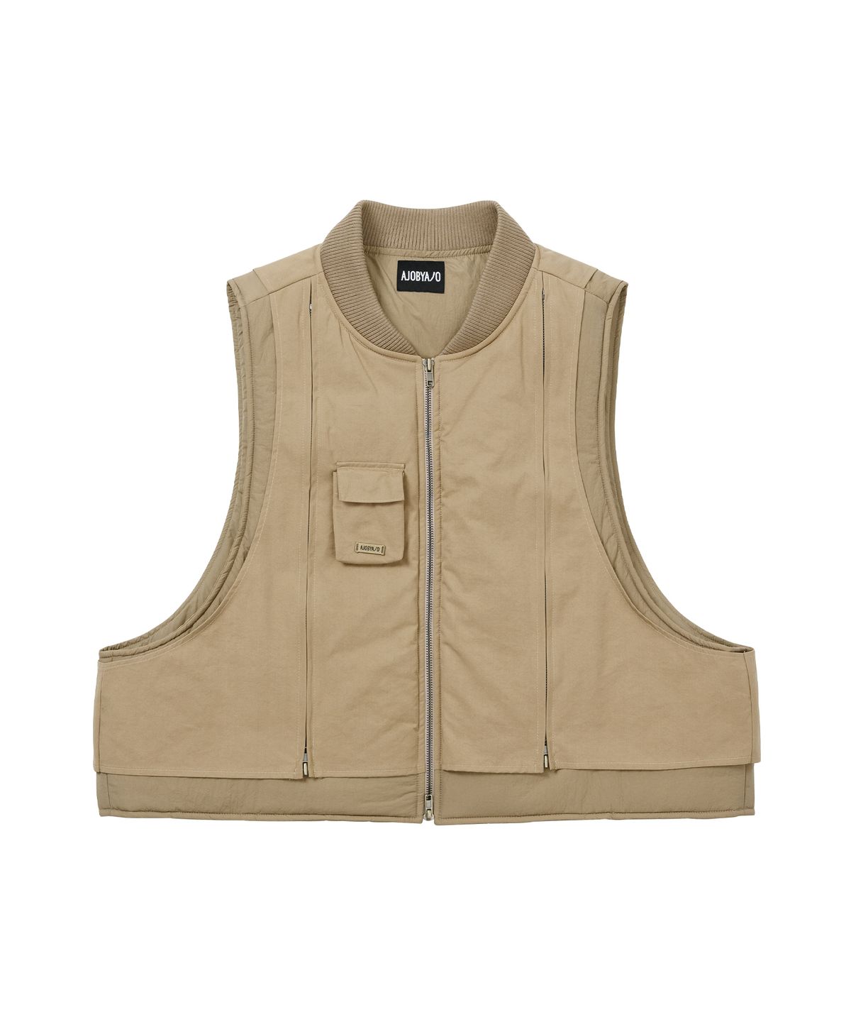 아조바이아조(AJOBYAJO) Layered Padded Zip Up Vest [BEIGE]