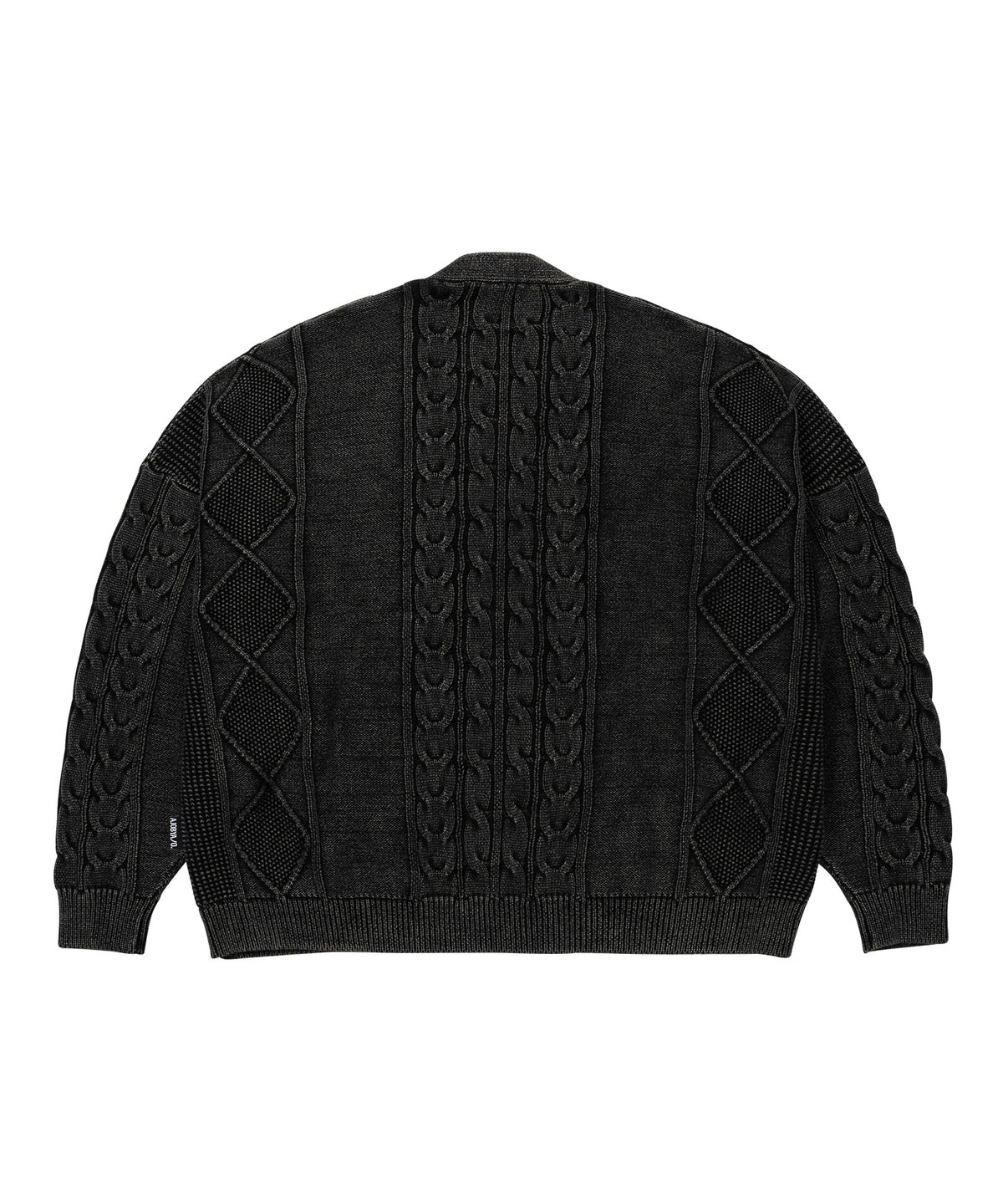 아조바이아조(AJOBYAJO) Cable Washed Cardigan [BLACK]