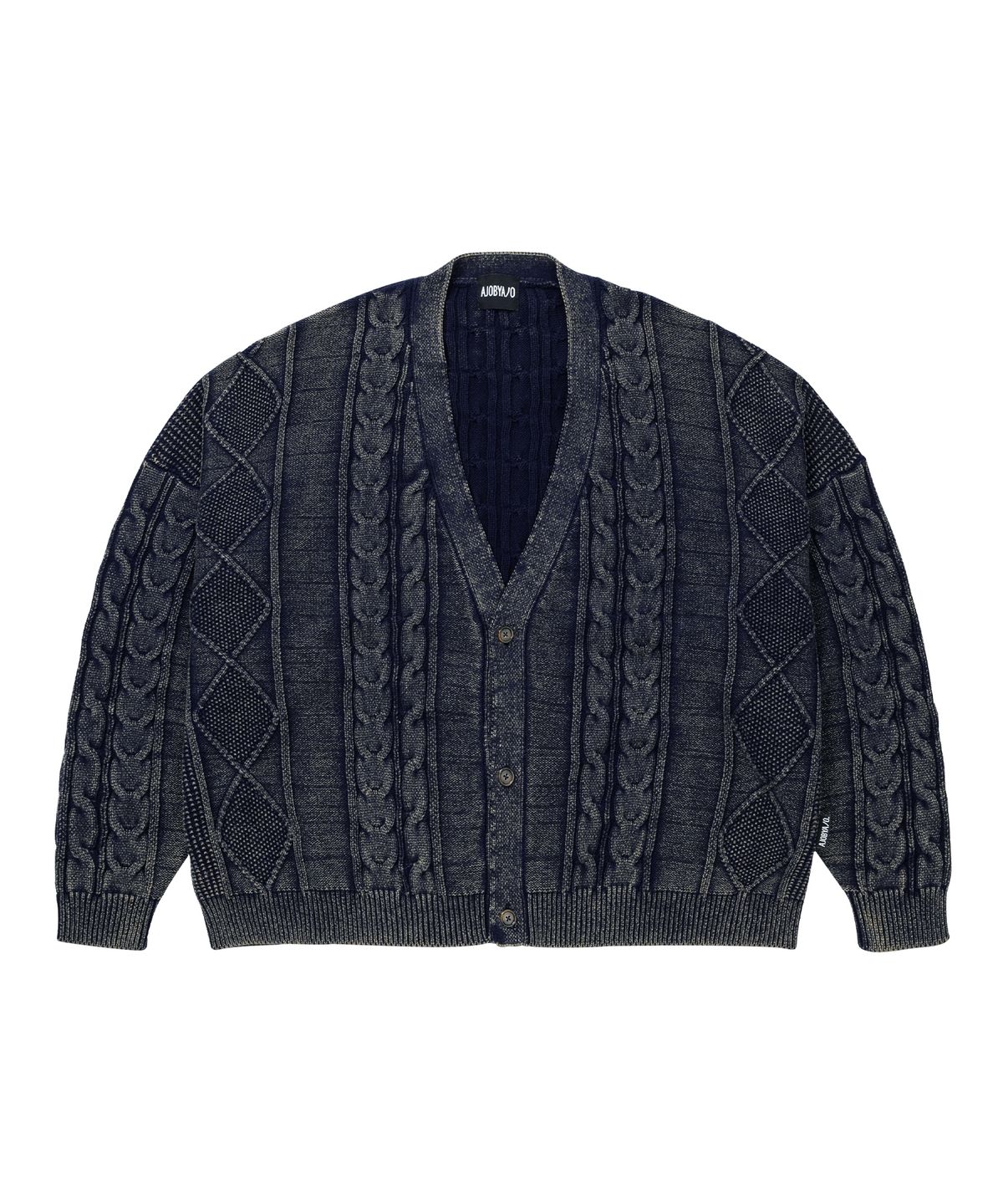 아조바이아조(AJOBYAJO) Cable Washed Cardigan [NAVY]