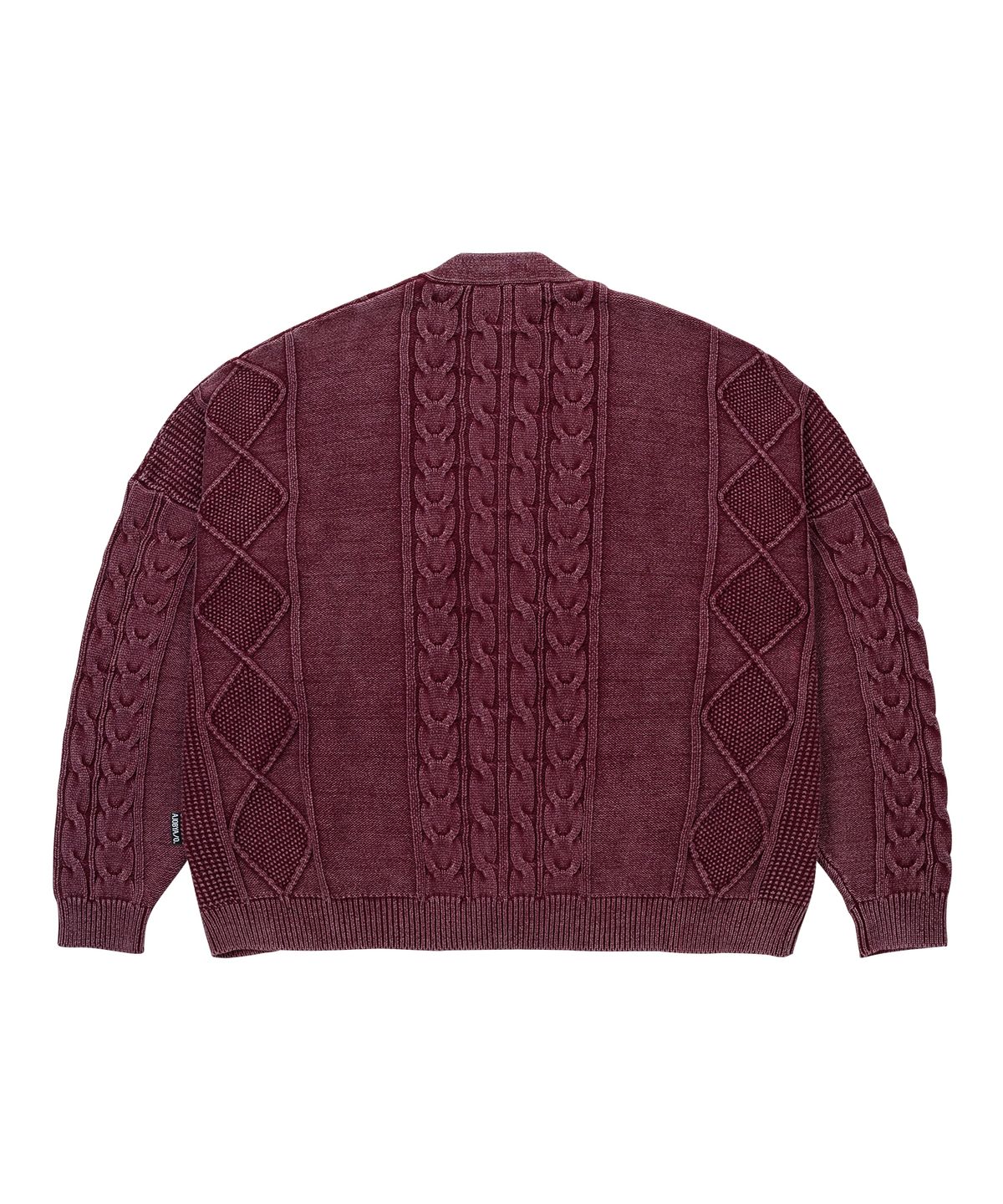 아조바이아조(AJOBYAJO) Cable Washed Cardigan [BURGUNDY]