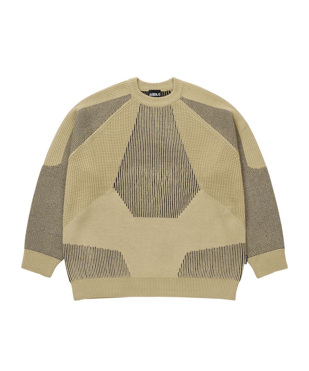 아조바이아조(AJOBYAJO) Paneled Mixed Knit Sweater [BEIGE]