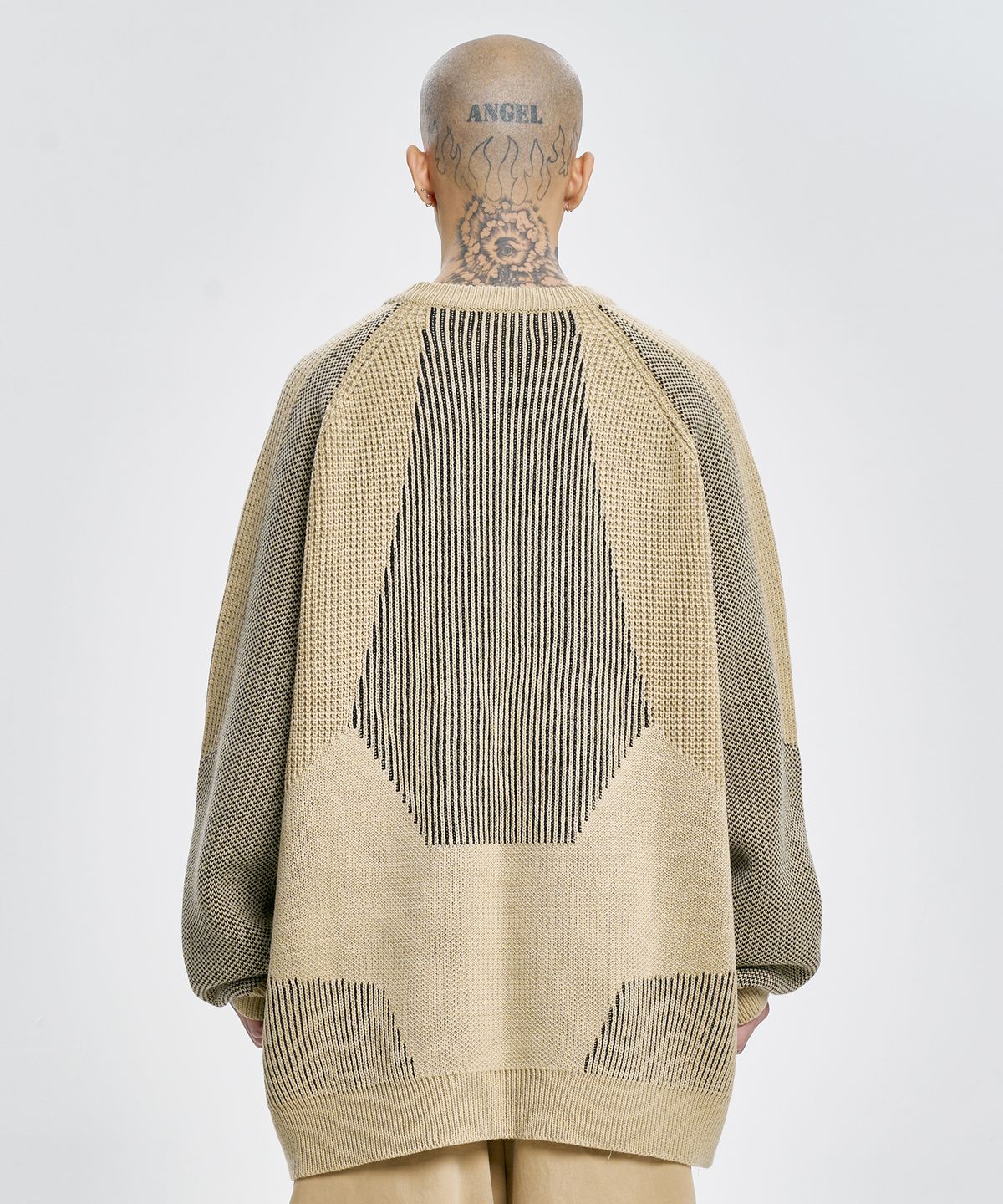 아조바이아조(AJOBYAJO) Paneled Mixed Knit Sweater [BEIGE]