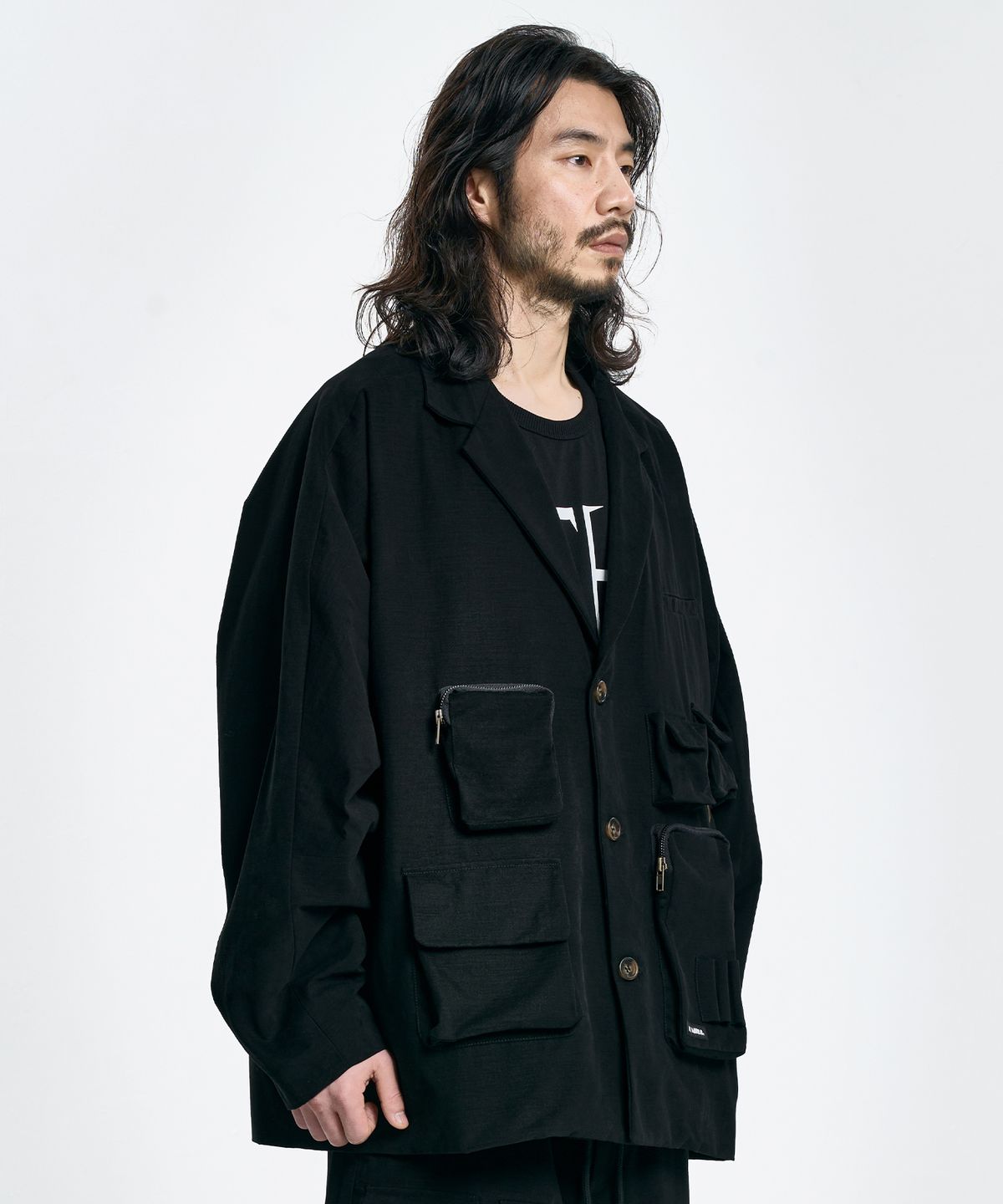 아조바이아조(AJOBYAJO) Multi Pocket Batwing Jacket [BLACK]