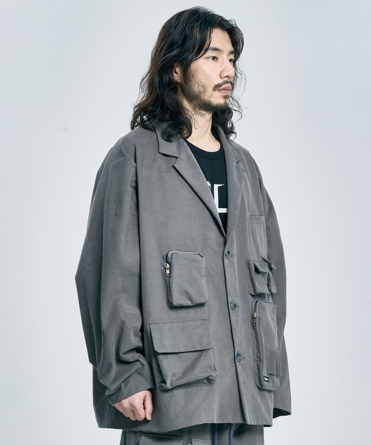아조바이아조(AJOBYAJO) Multi Pocket Batwing Jacket [GREY]