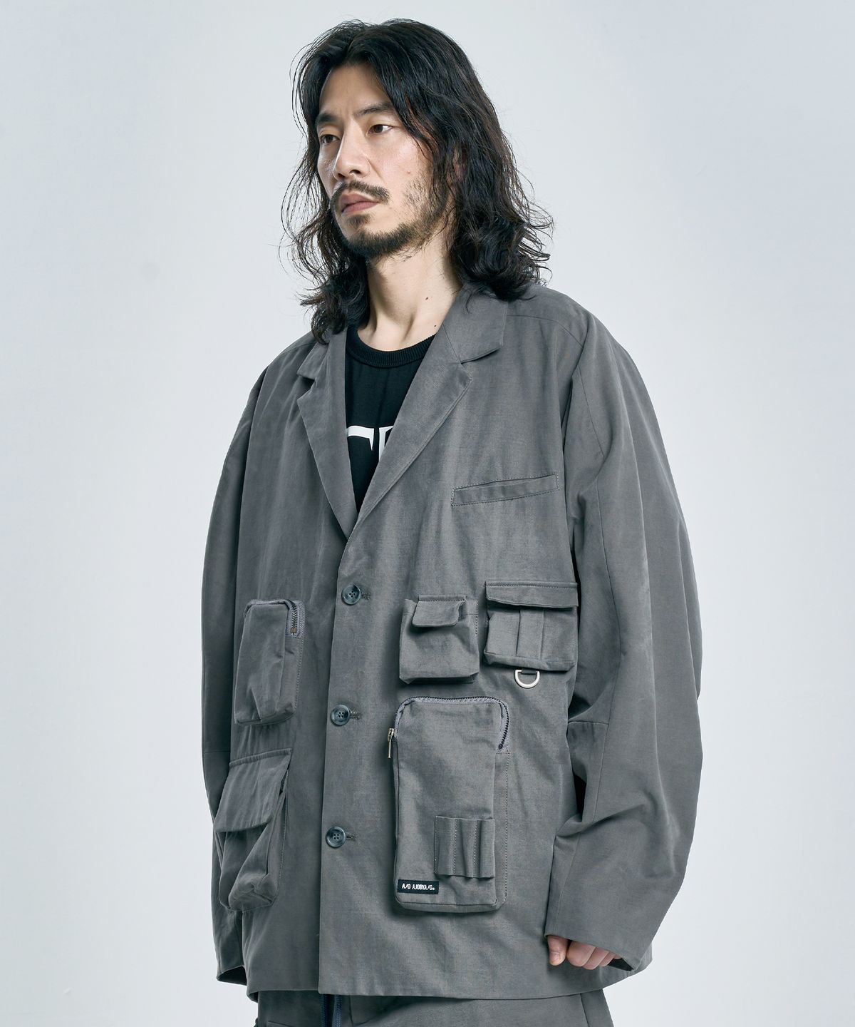아조바이아조(AJOBYAJO) Multi Pocket Batwing Jacket [GREY]