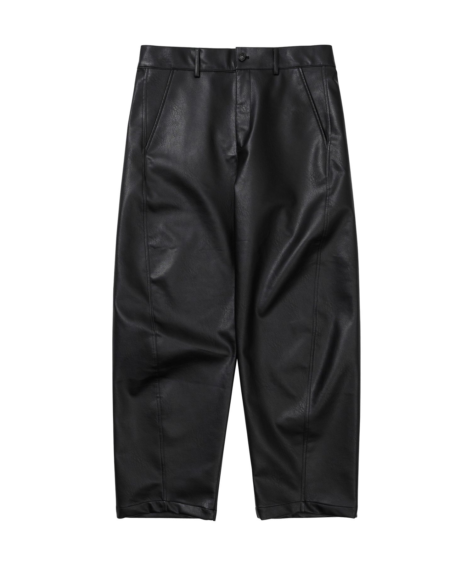 【AJO AJOBYAJO】24FW★ Vegan Leather Curved Pants AJO AJOBYAJO】24FW☆ Vegan Leather Curved Pants