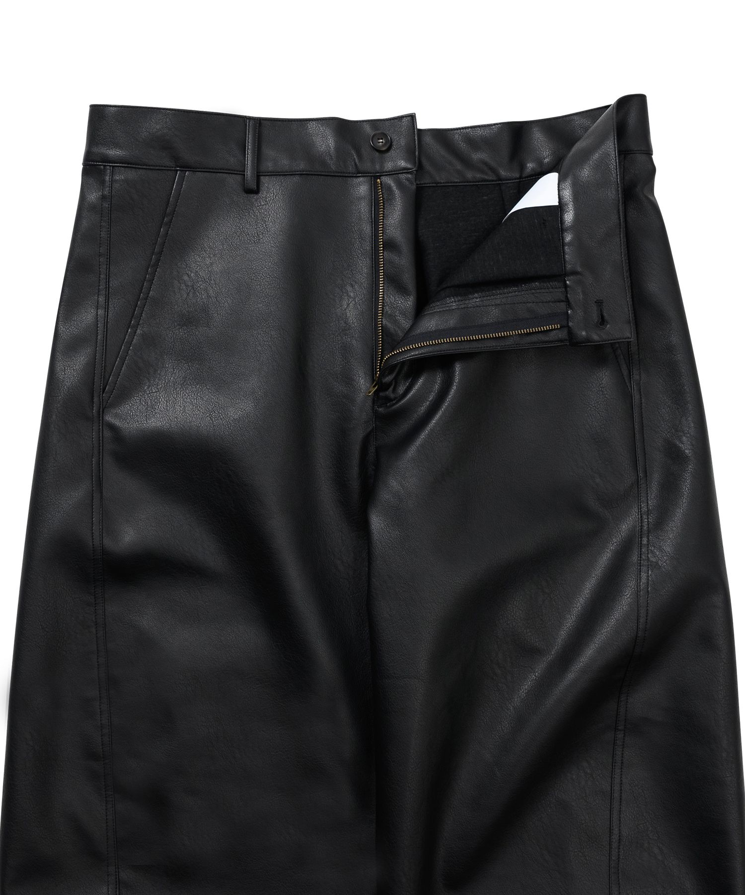 【AJO AJOBYAJO】24FW★ Vegan Leather Curved Pants MUSINSA | AJOBYAJO Vegan Leather Curved Pants [BLACK]