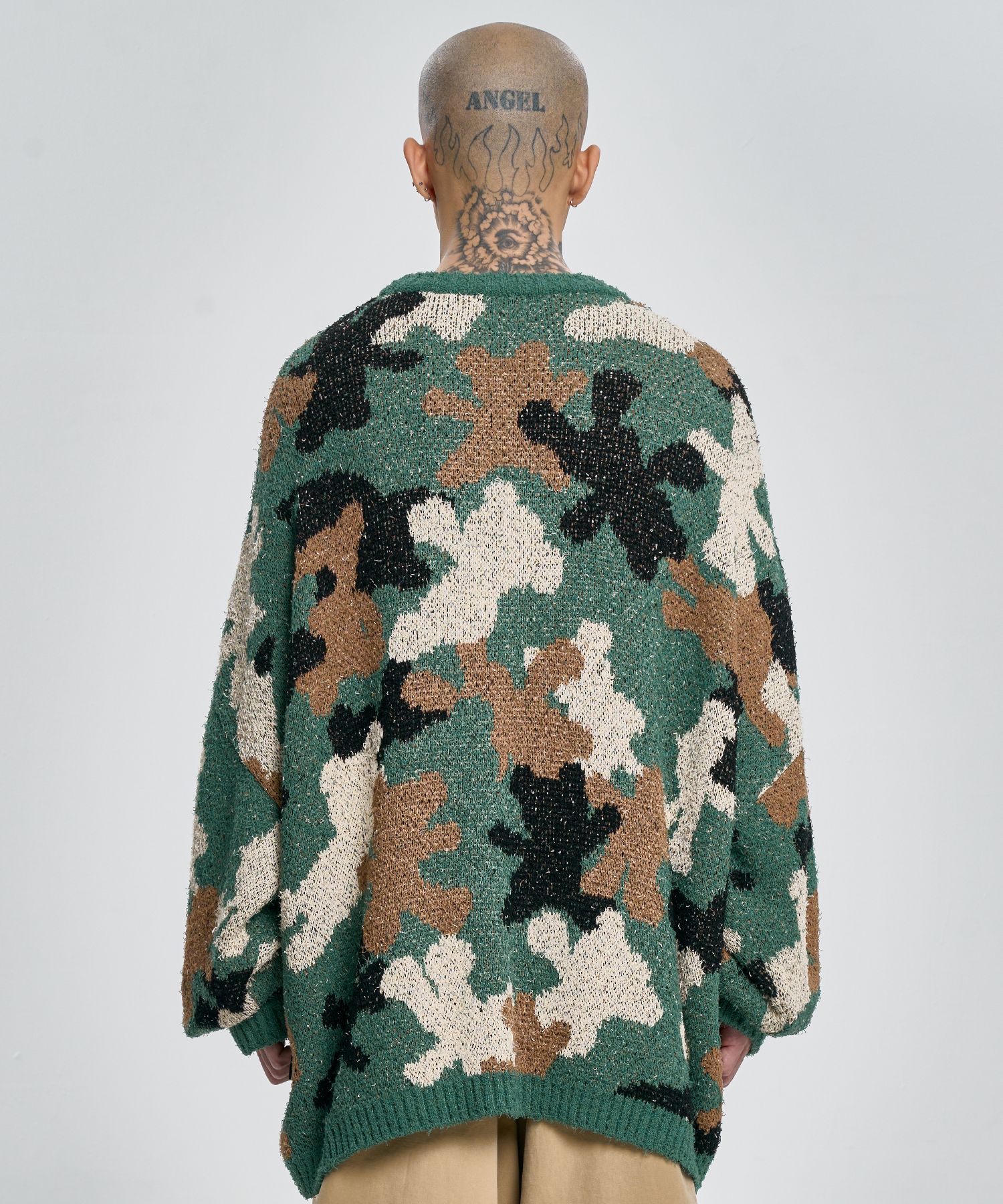 【AJO AJOBYAJO】24FW★ Teddy Bear Camouflage Knit Sweater MUSINSA | AJOBYAJO Teddy Bear Camouflage Knit Sweater [KHAKI]