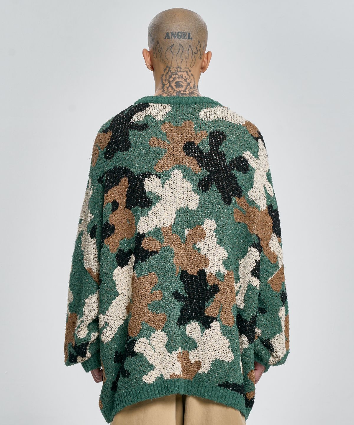 아조바이아조(AJOBYAJO) Teddy Bear Camouflage Knit Sweater [KHAKI]