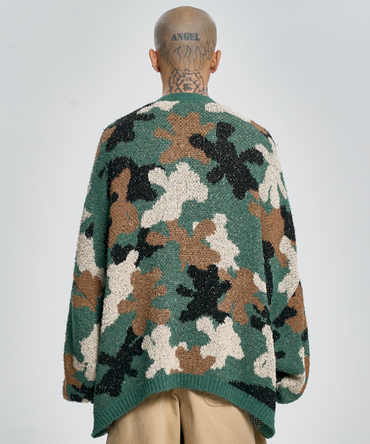 아조바이아조(AJOBYAJO) Teddy Bear Camouflage Cardigan [KHAKI]