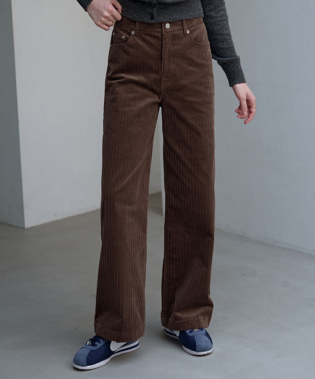드로우핏 우먼(DRAWFIT WOMEN) 코듀로이 세미 와이드 코튼 팬츠 [CREAM]