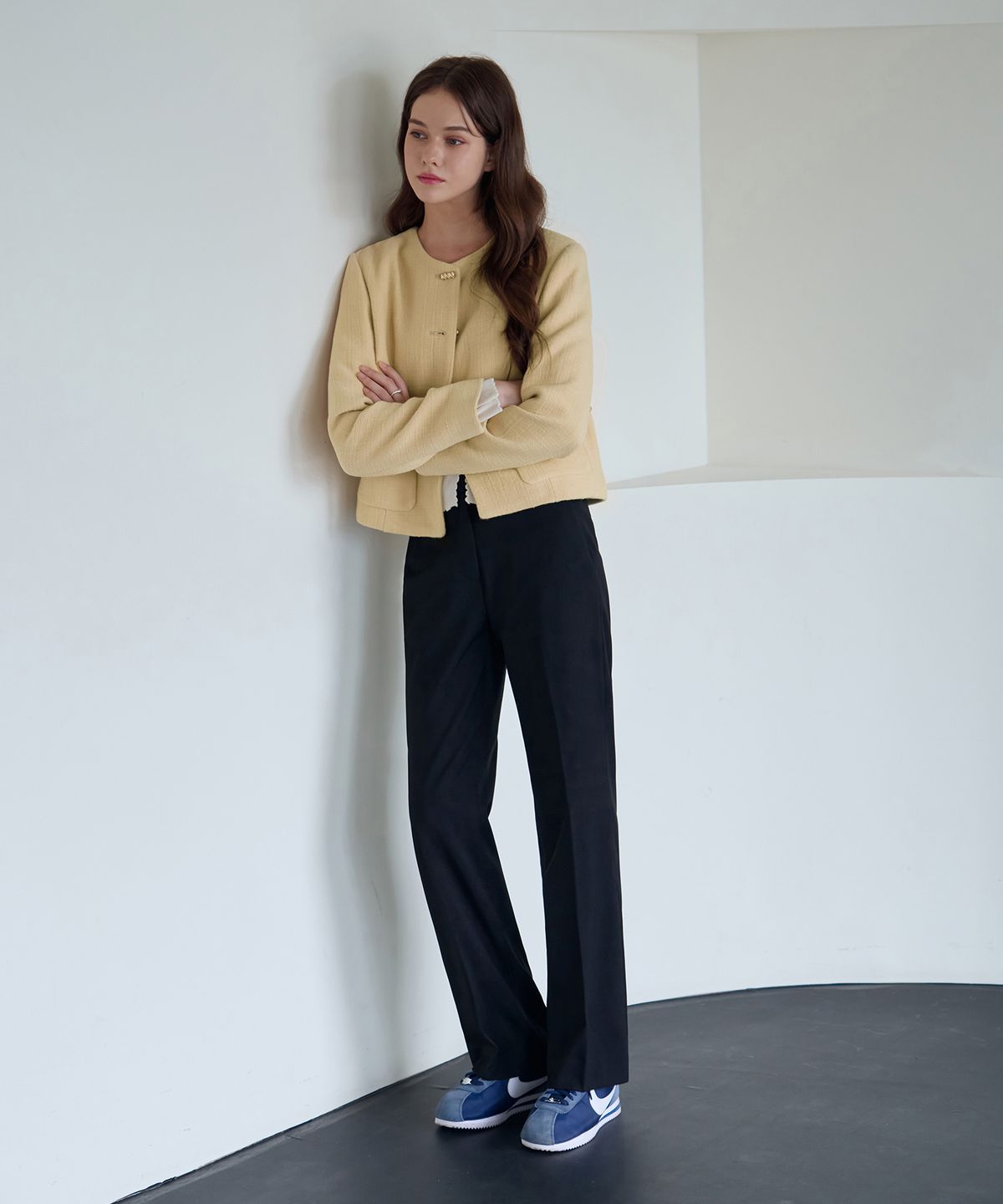 드로우핏 우먼(DRAWFIT WOMEN) 컴피 울 스트레이트 슬랙스 [BLACK]