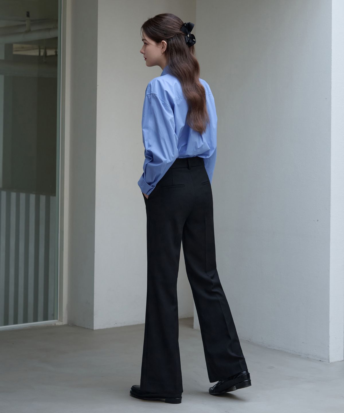 드로우핏 우먼(DRAWFIT WOMEN) 컴피 울 슬림 부츠컷 슬랙스 [BLACK]