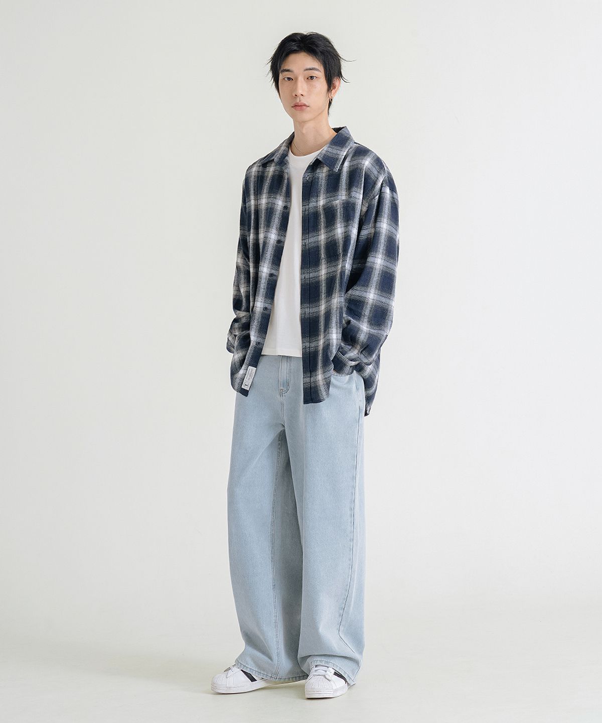 리메인세컨드(LEMAIN SECOND) 내추럴 워싱 와이드 데님 팬츠 [연청]