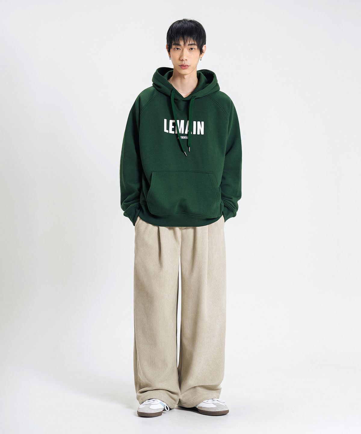 리메인세컨드(LEMAIN SECOND) 원턱 와이드 코듀로이 밴딩 팬츠 [베이지]
