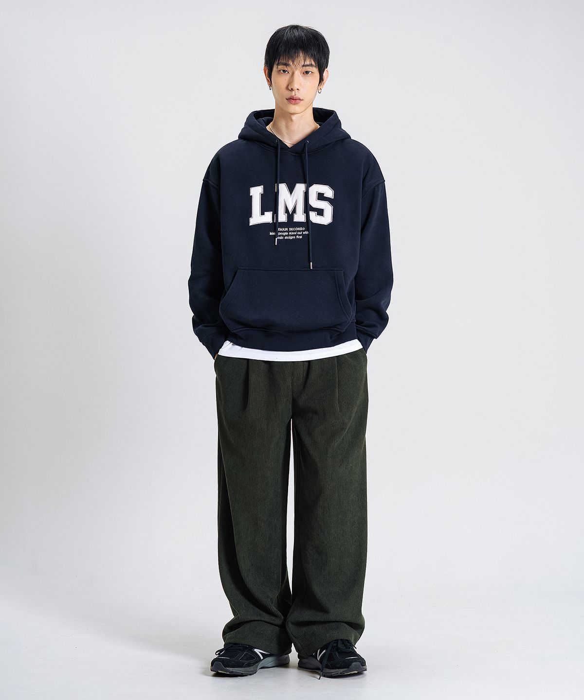 리메인세컨드(LEMAIN SECOND) 원턱 와이드 코듀로이 밴딩 팬츠 [카키]