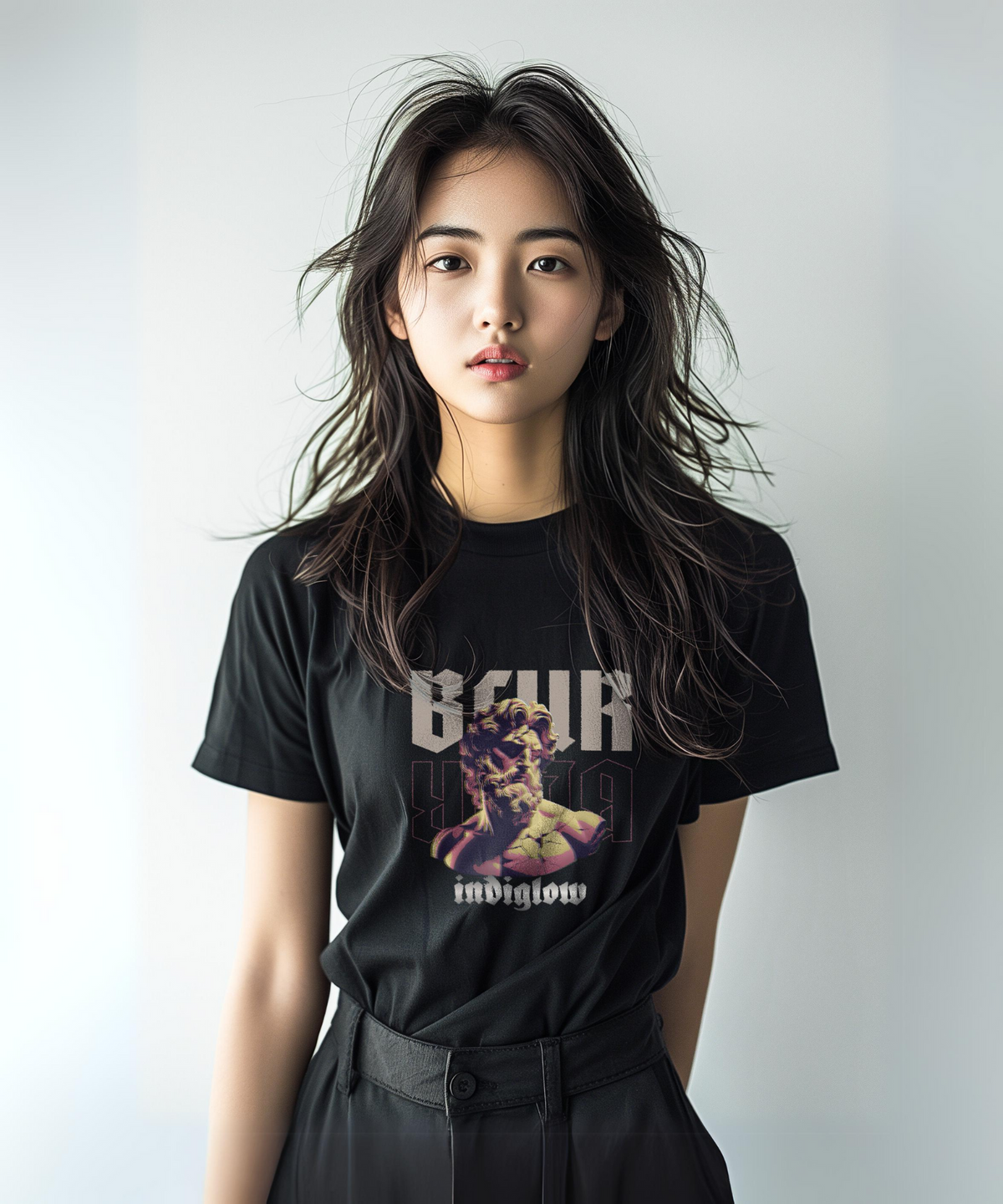 인디글로우(INDIGLOW) 소크라테스 그래픽 디자인 빈티지 반팔티
