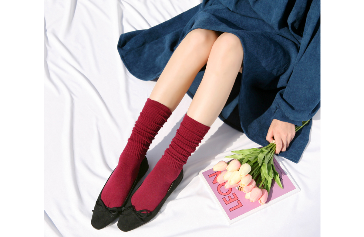 삭스에이(SOCKSA) [2PACK] 더블코튼 168N 무지 골지 롱 레그워머