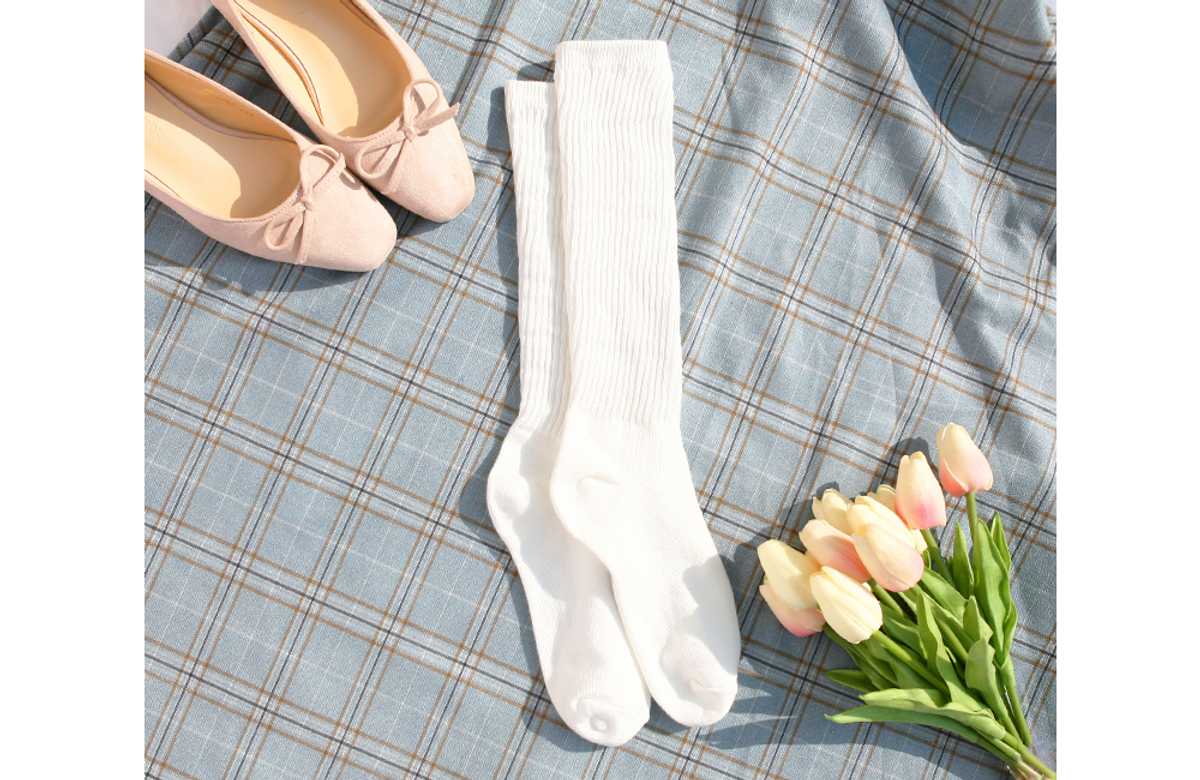 삭스에이(SOCKSA) [2PACK] 더블코튼 168N 무지 골지 롱 레그워머
