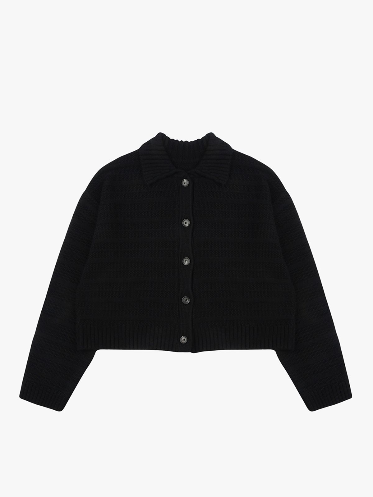 생럭슈(SAINTLUXURE) 골지 카라 가디건  블랙