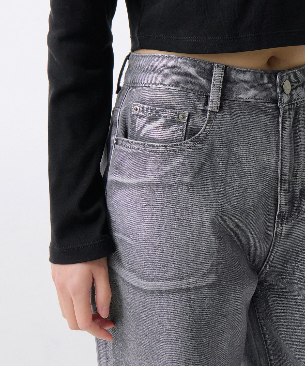 무신사 스탠다드 우먼(MUSINSA STANDARD WOMAN) 우먼즈 실버 페인티드 레귤러 핏 데님 팬츠 [실버]