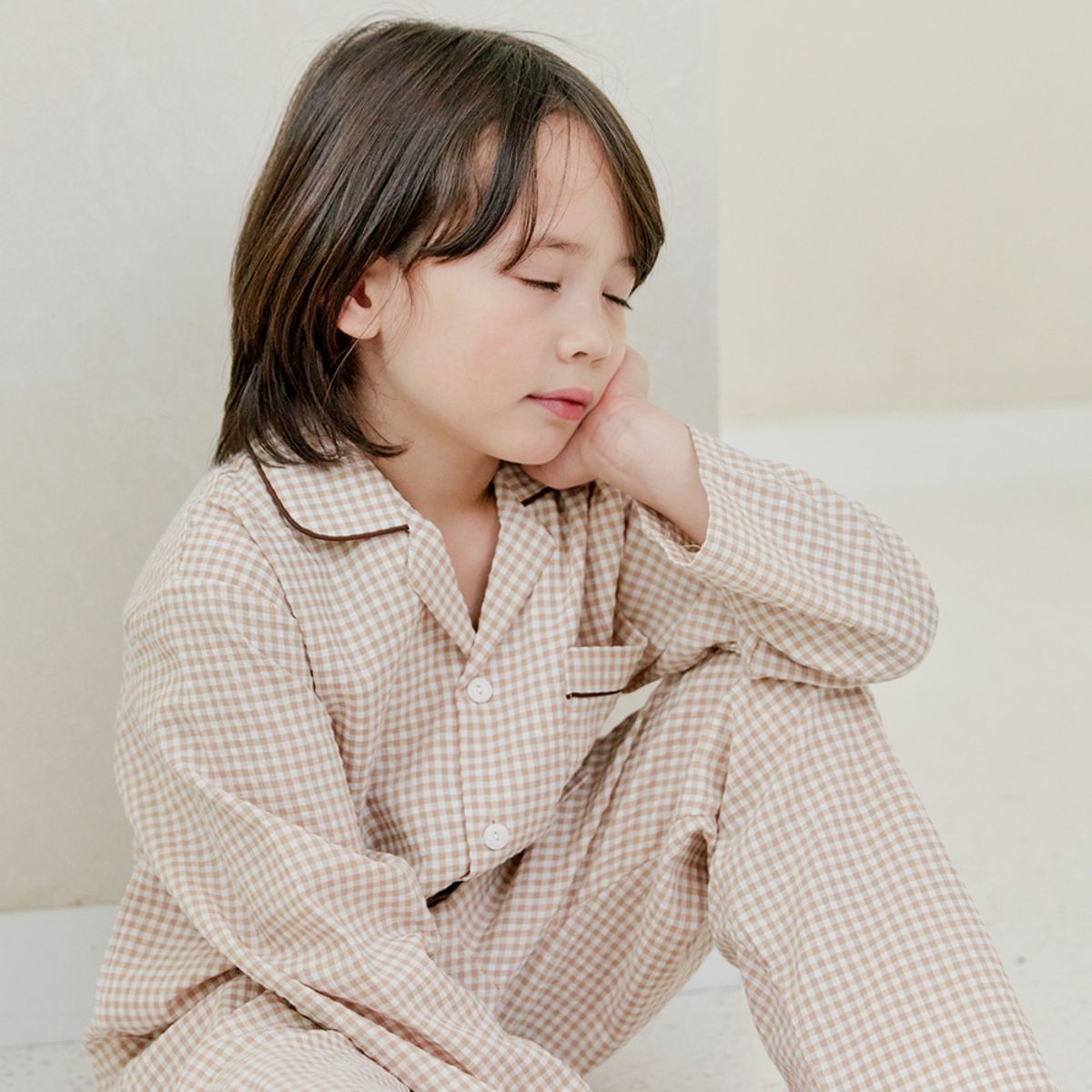 핑코코(PINGCOCO) 109 브라운체크 긴소매 파자마세트