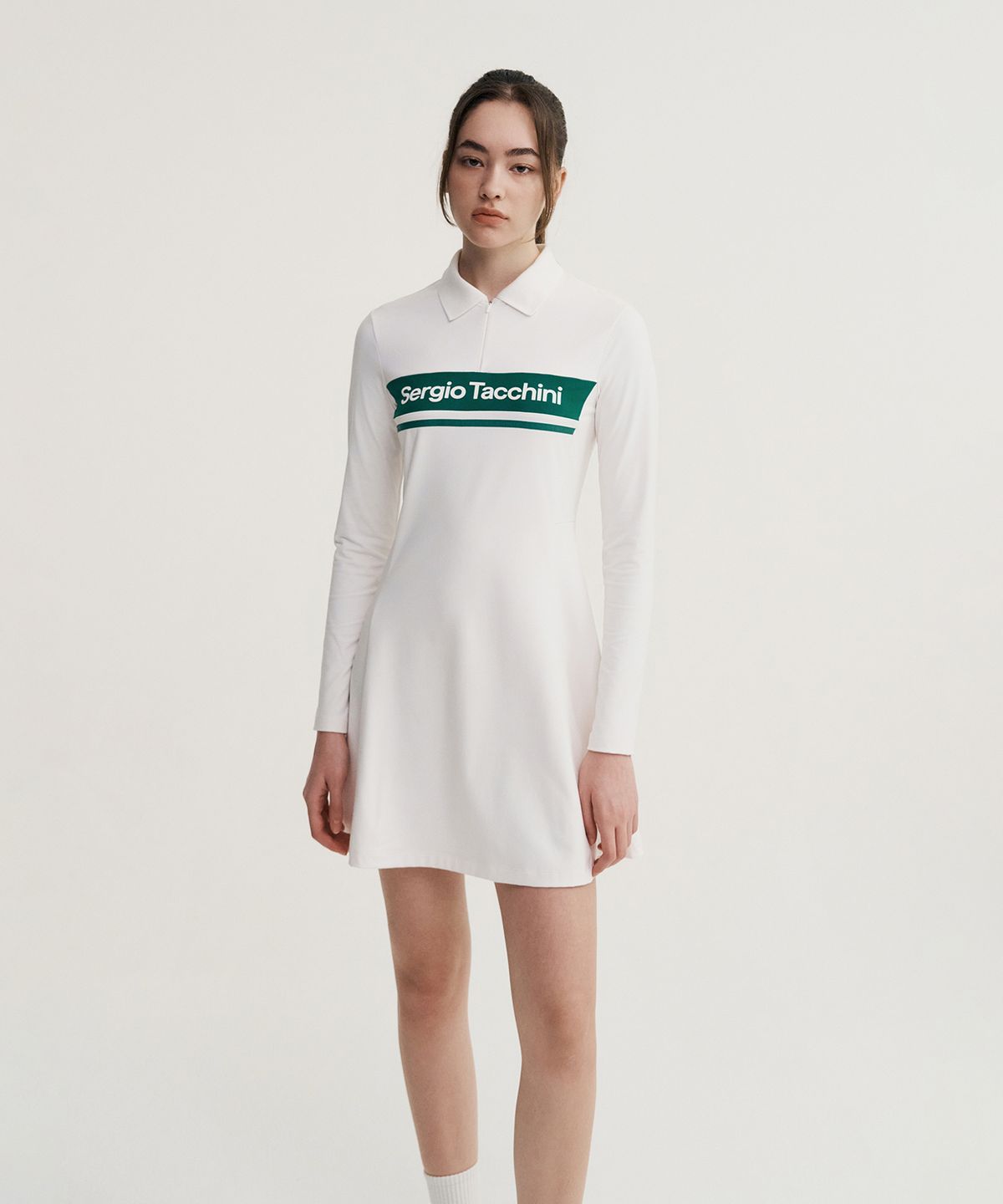 세르지오 타키니(SERGIO TACCHINI) W 고트 다마린도 핏앤플래어 드레스 (White)
