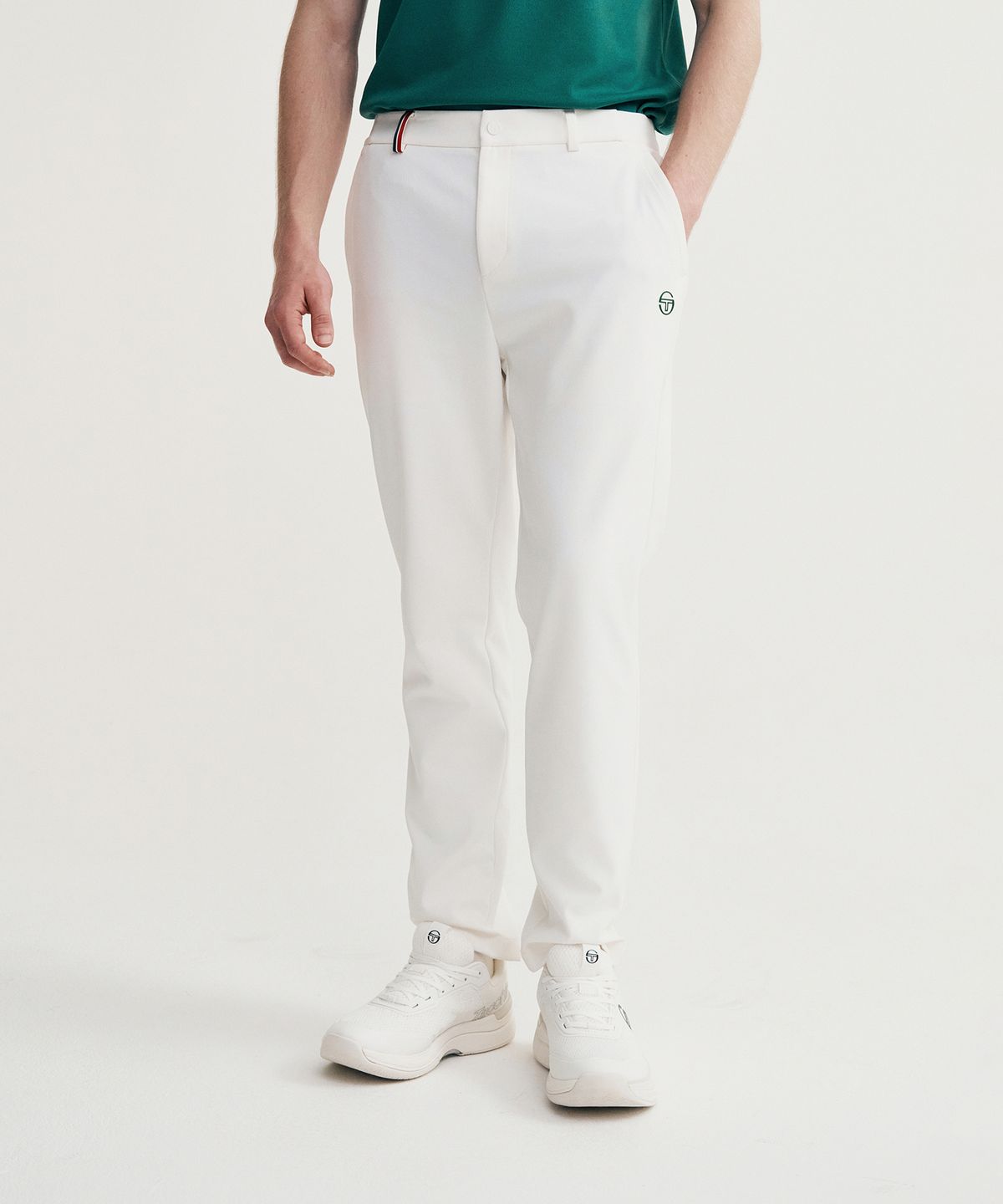 세르지오 타키니(SERGIO TACCHINI) M 플래그 우븐 슬림 스트레이트 팬츠 (White)